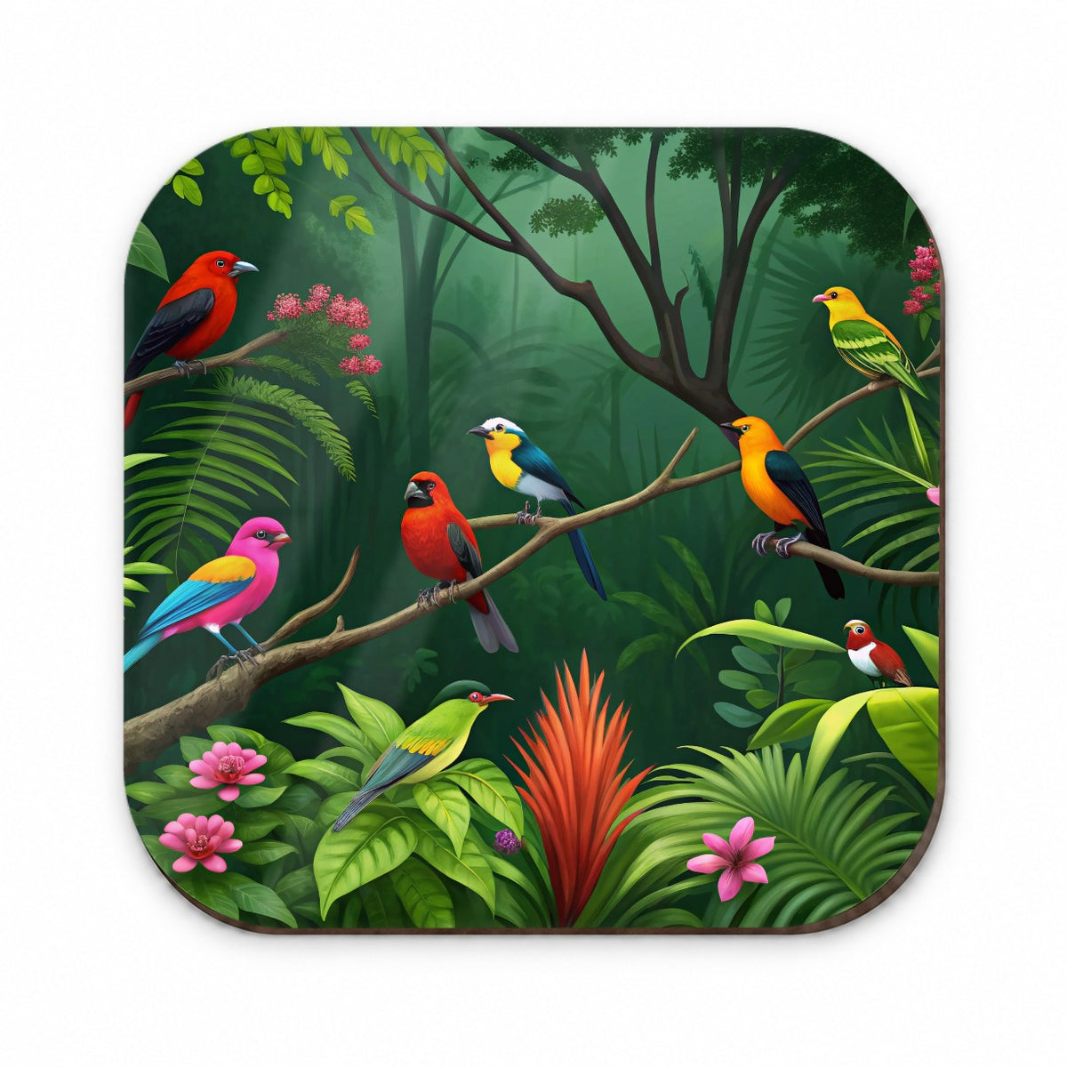 Birds In Jungle Trees Ferns Fridge Magnet