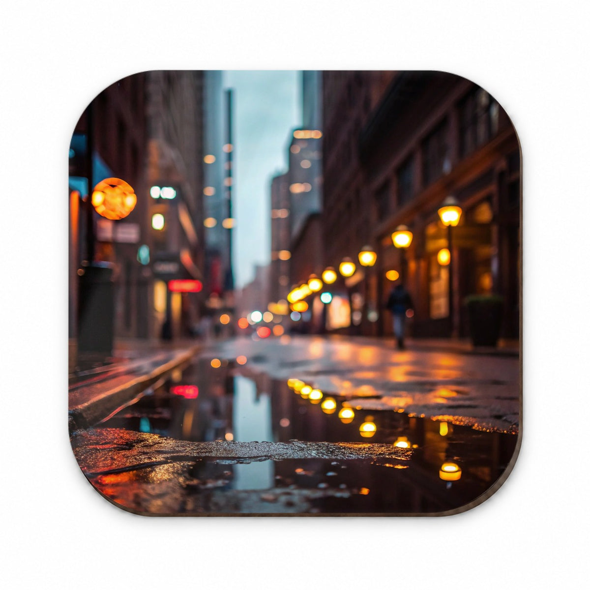Blurred Lights Buildings City Rainy Street Fridge Magnet