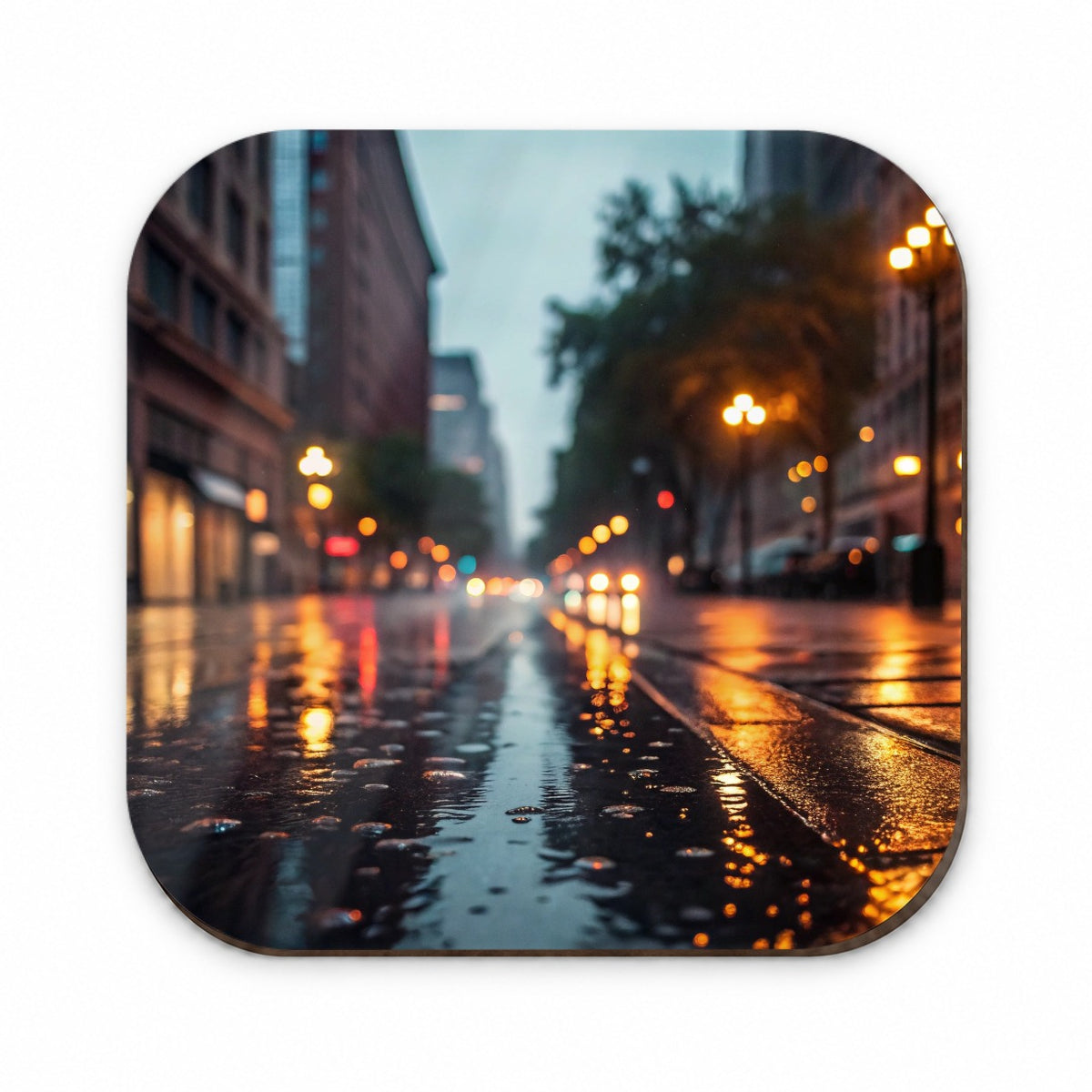Blurred Lights City Wet Street Fridge Magnet