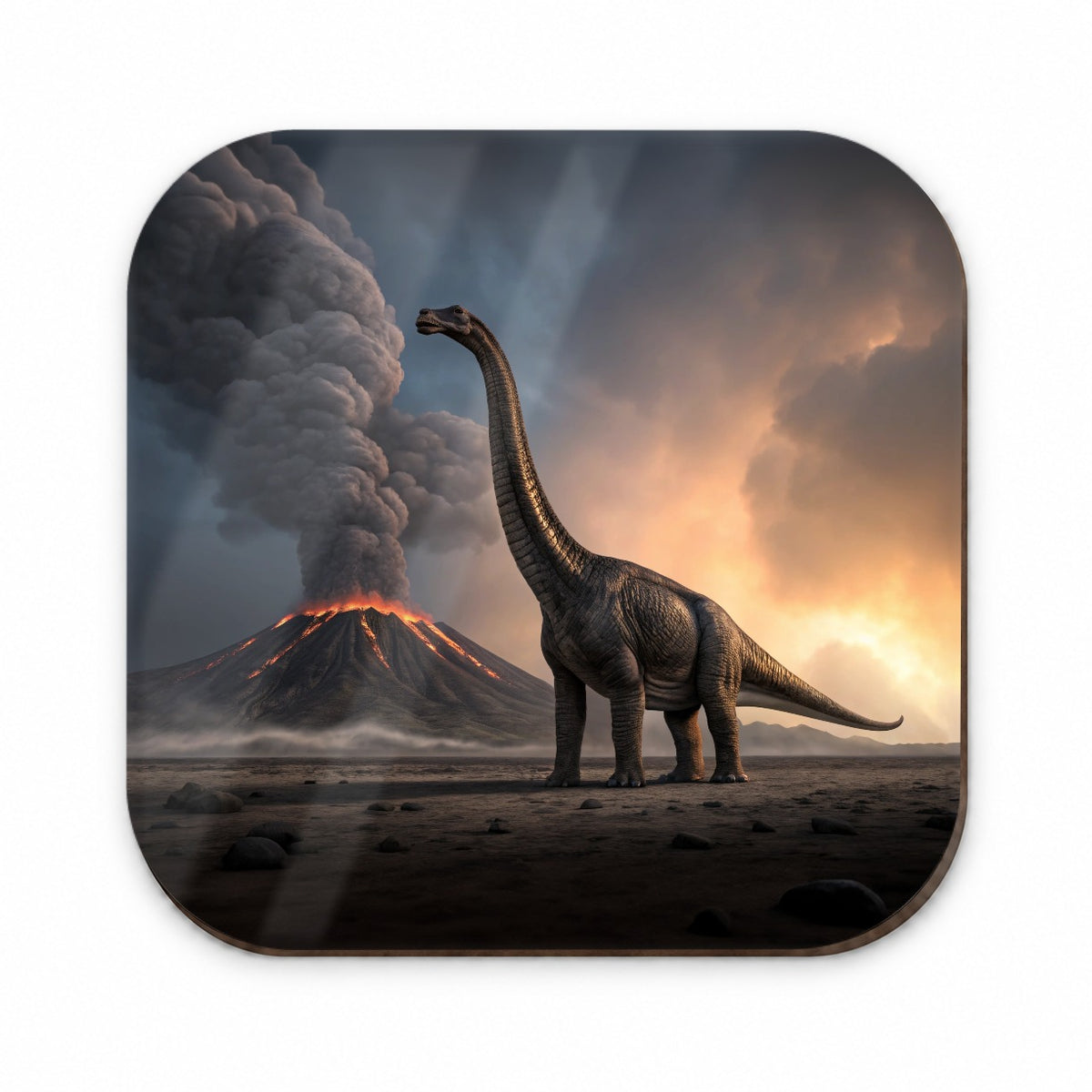 Brachiosaurus Volcano Stark Dinosaur Fridge Magnet