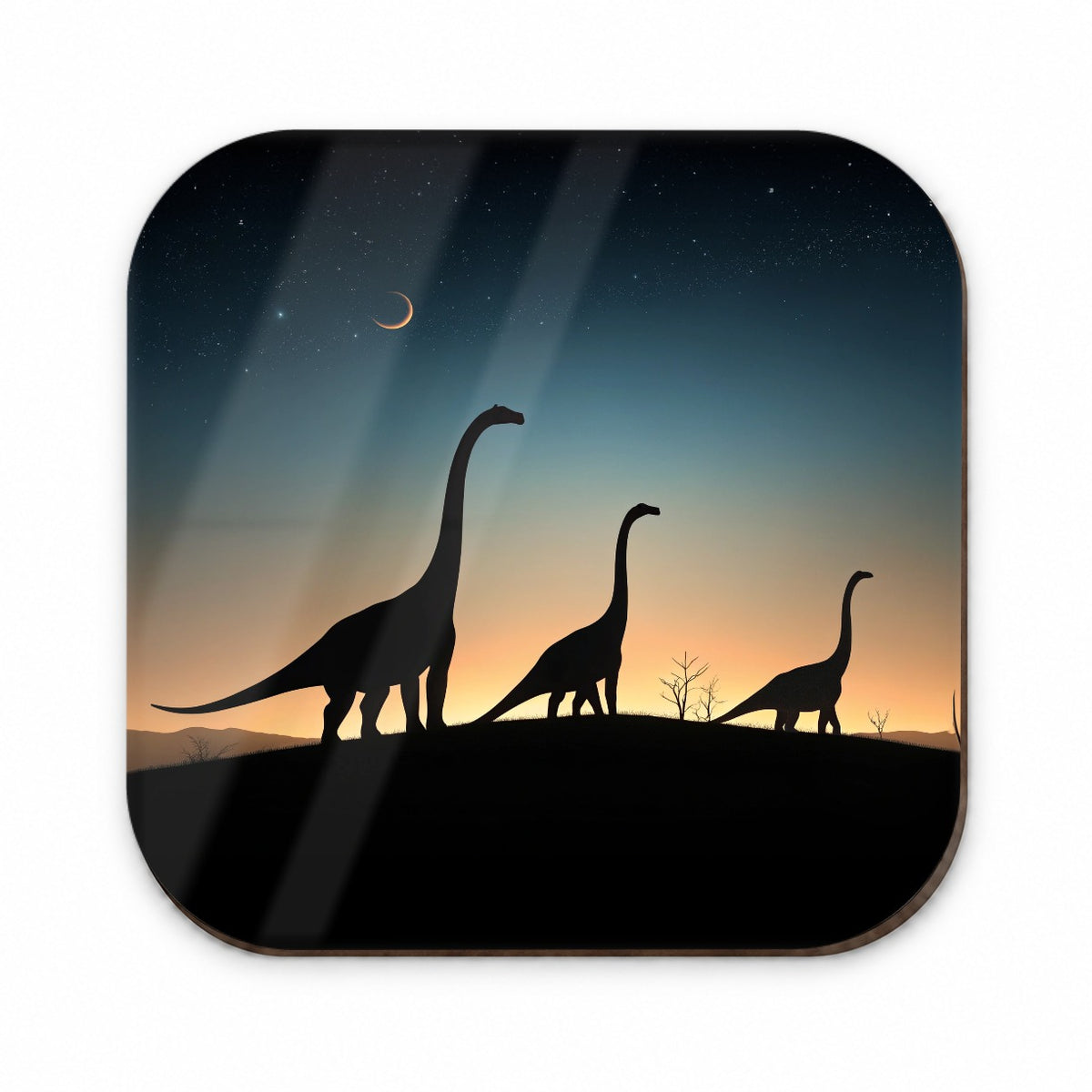 Brontosaurus Silhouettes Night Dinosaurs Fridge Magnet