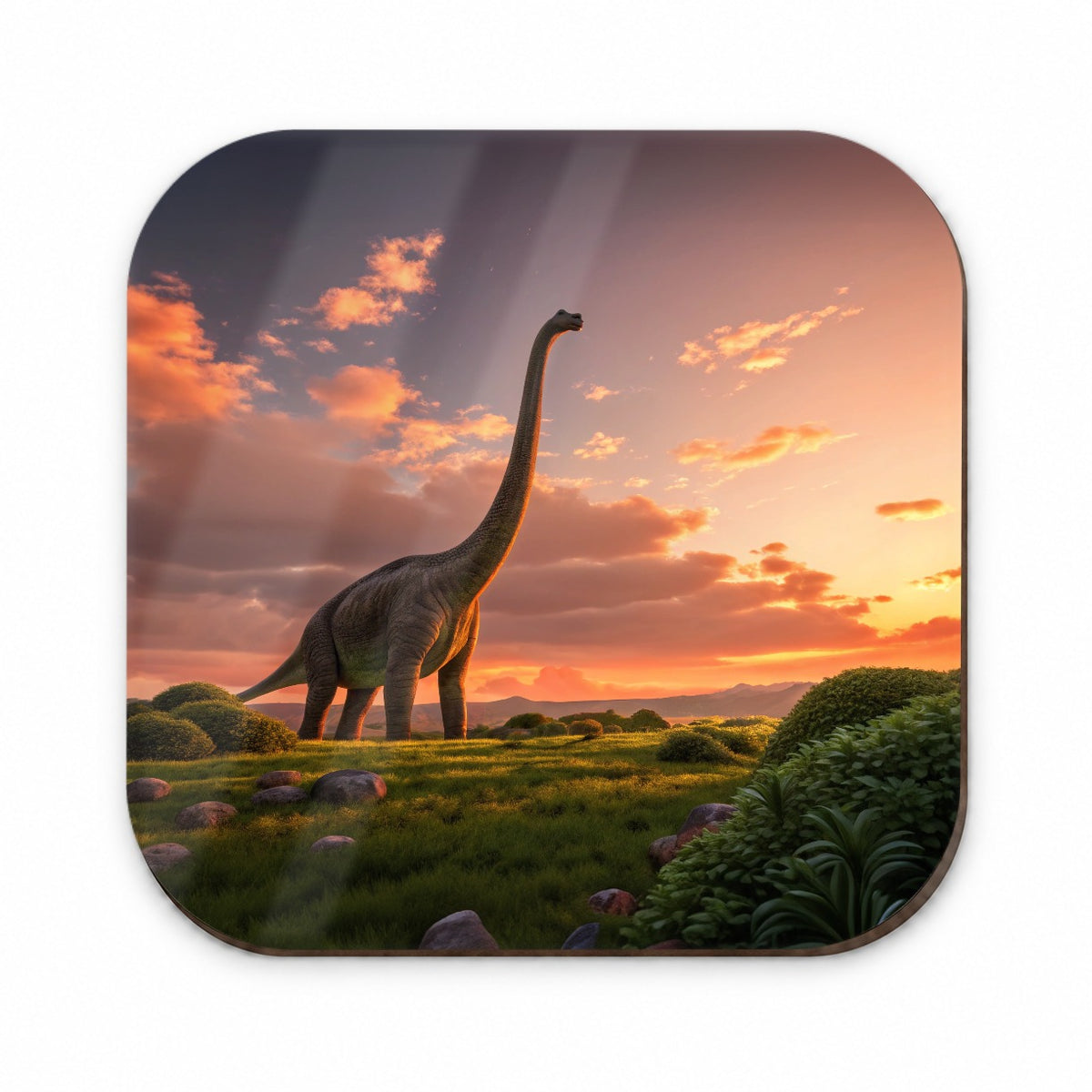 Brontosaurus Sunset Night Dinosaur Fridge Magnet
