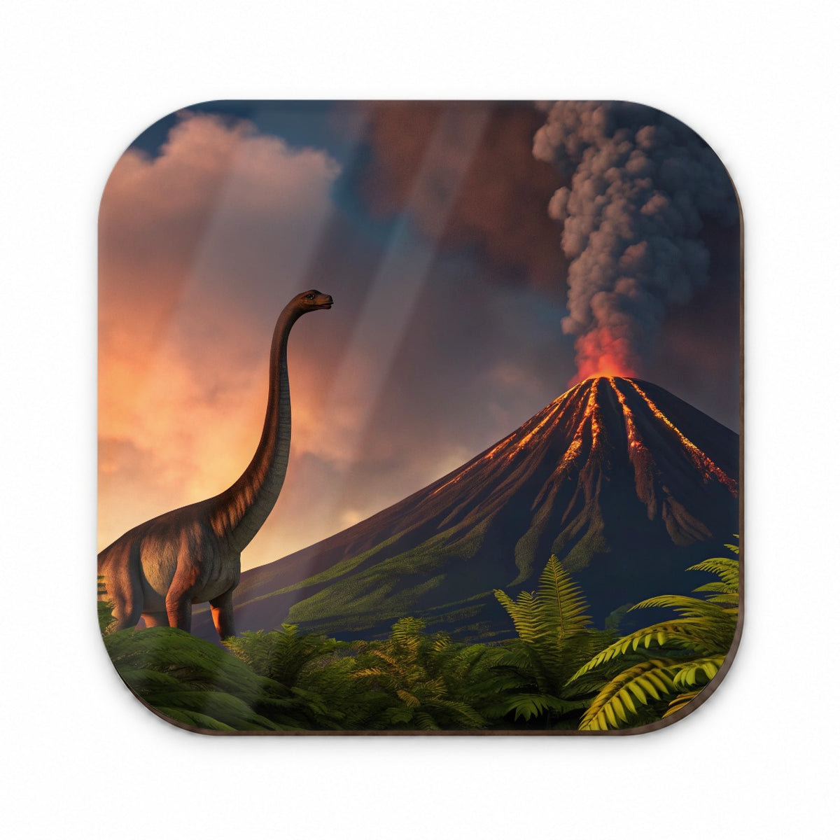 Brontosaurus Volcano Erupting Dinosaur Fridge Magnet