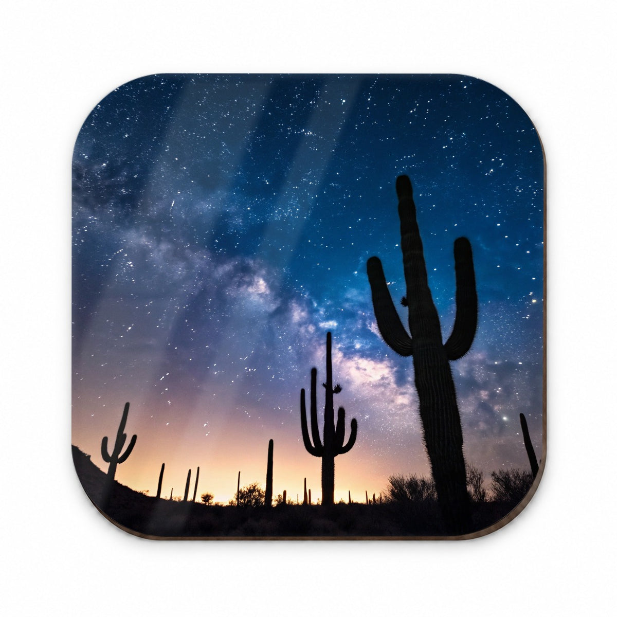 Cactus Silhouettes Starry Sky Night Shadows Fridge Magnet