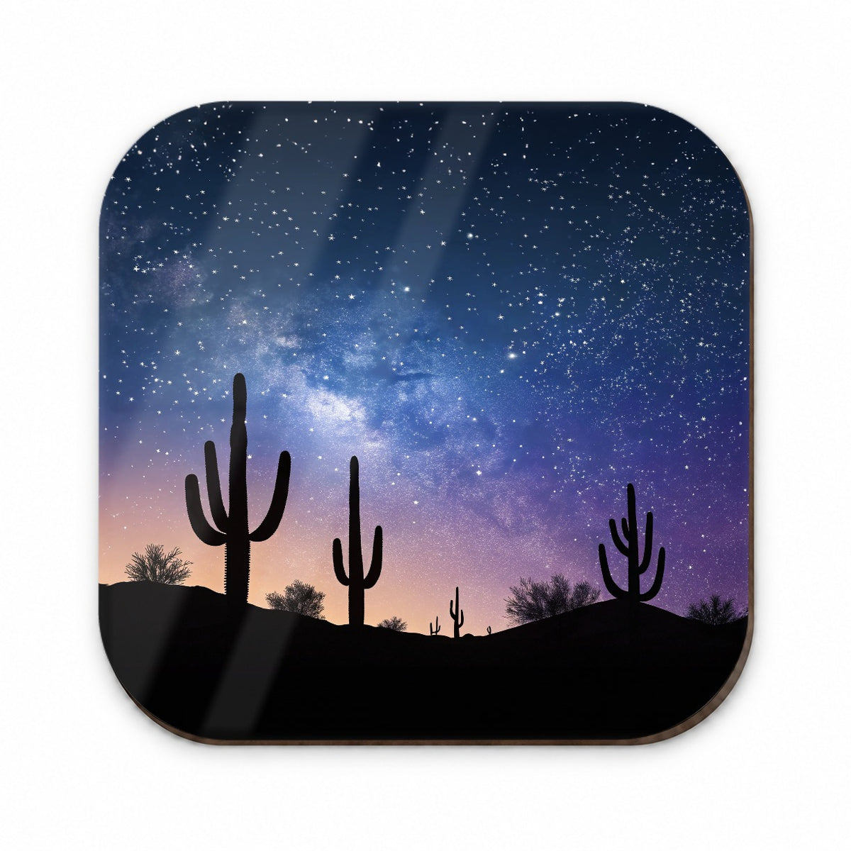 Cactus Silhouettes Starry Sky Shadows Mysterious Fridge Magnet