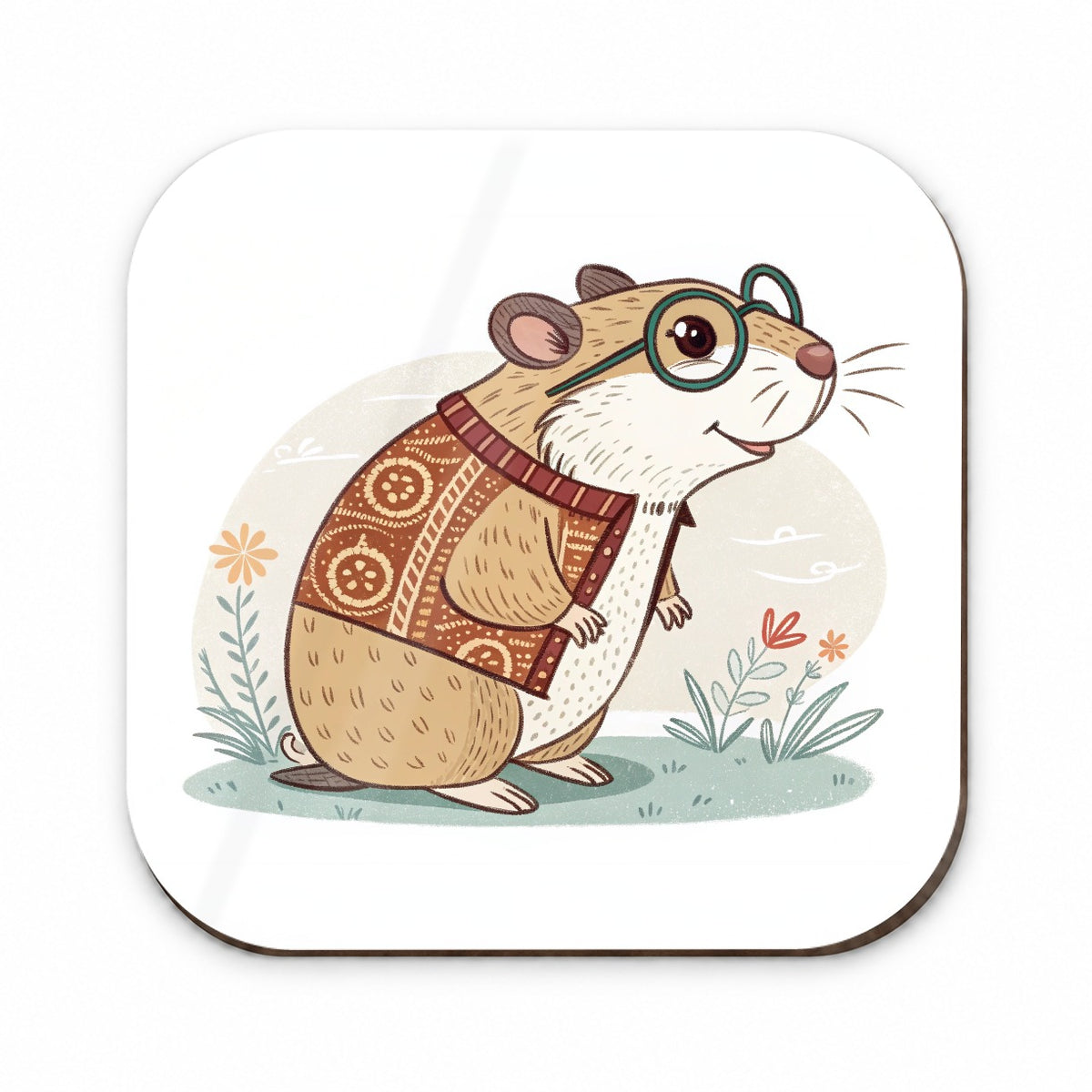 Cool Hamster Wearing Glasses Retro Illustration Cute Fridge Magnet