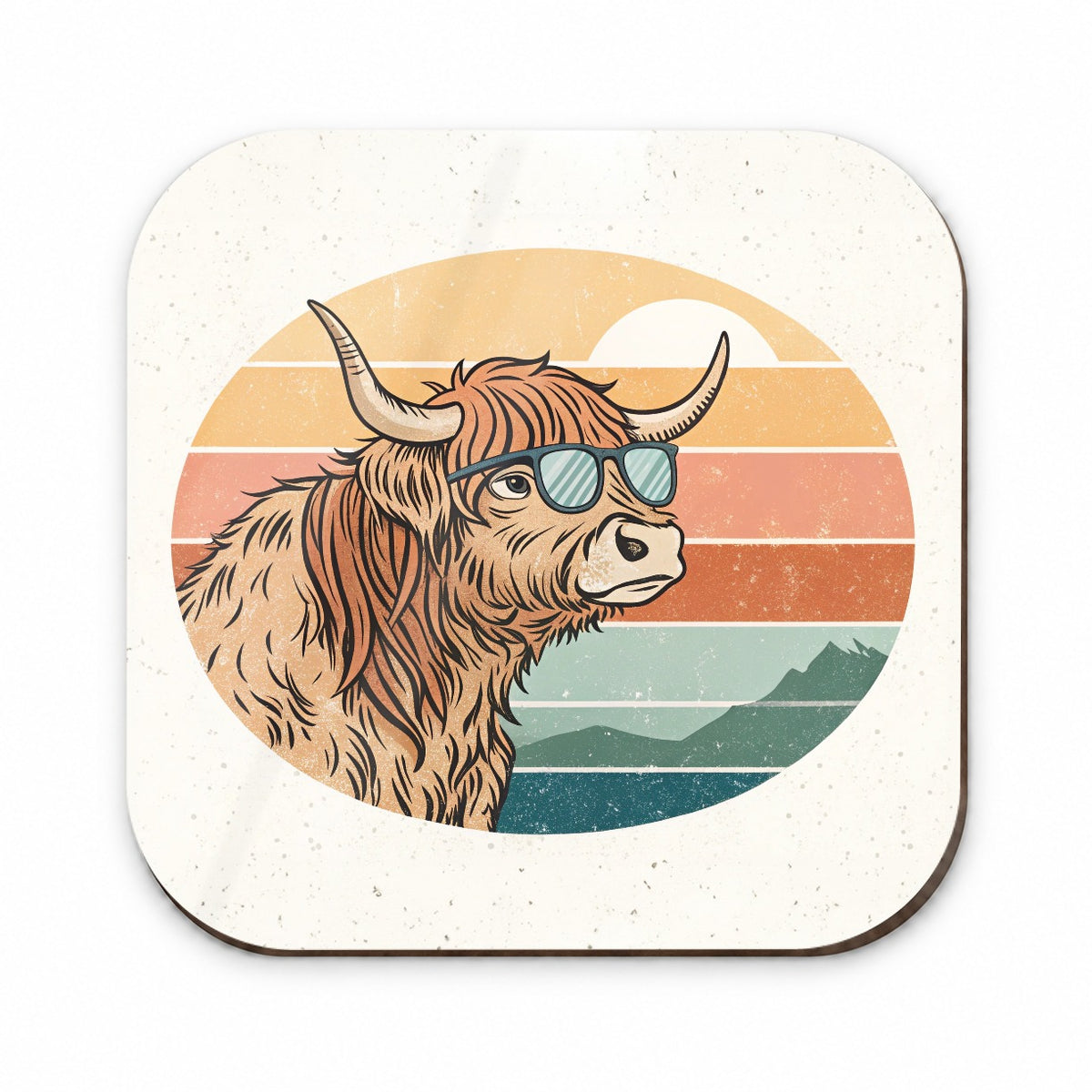 Cool Highland Cow Wearing Sunglasses Retro Fridge Magnet