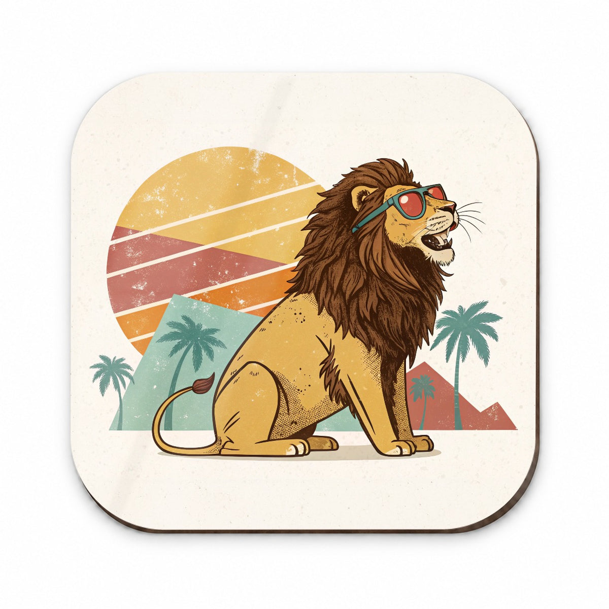 Cool Lion Wearing Sunglasses Retro Illustration Style Fridge Magnet