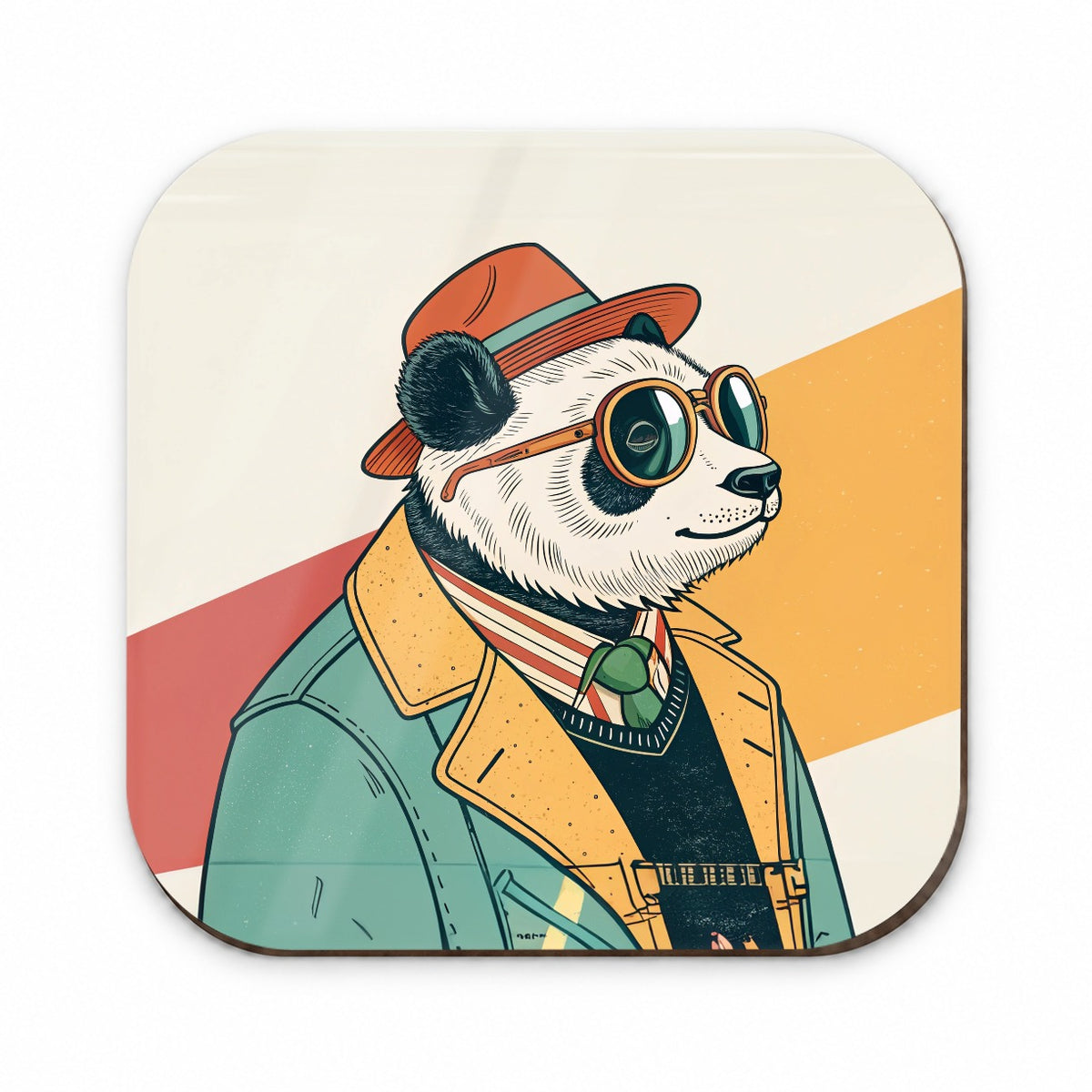 Cool Panda Wearing Glasses Retro Illustration Fridge Magnet