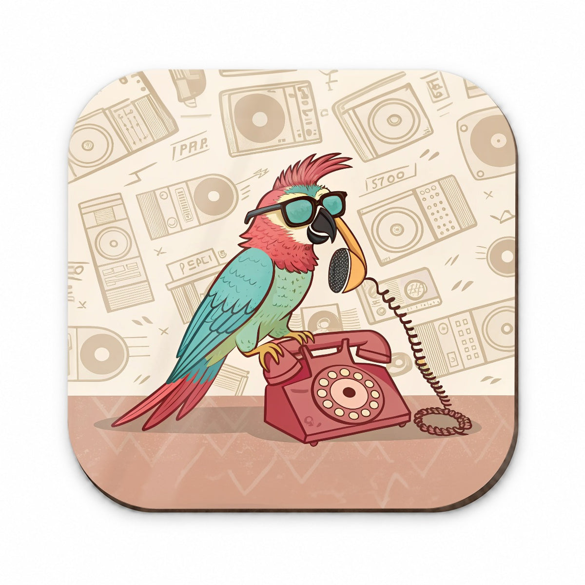 Cool Parrot Wearing Sunglasses Retro Illustration Fridge Magnet