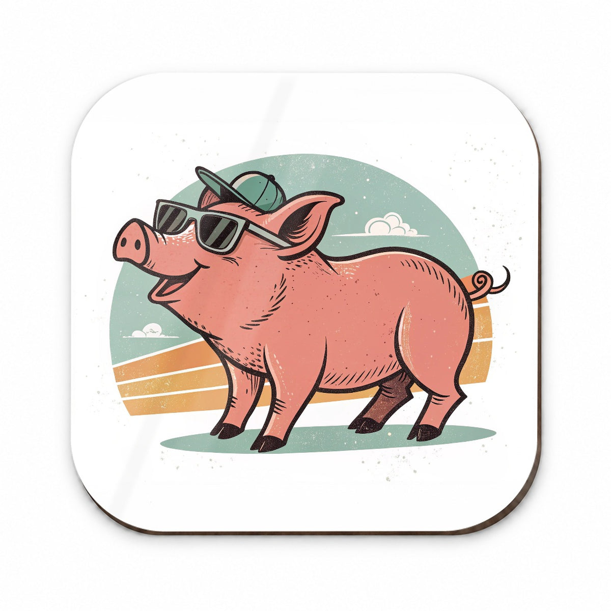 Cool Pig Wearing Sunglasses Retro Illustration Fridge Magnet