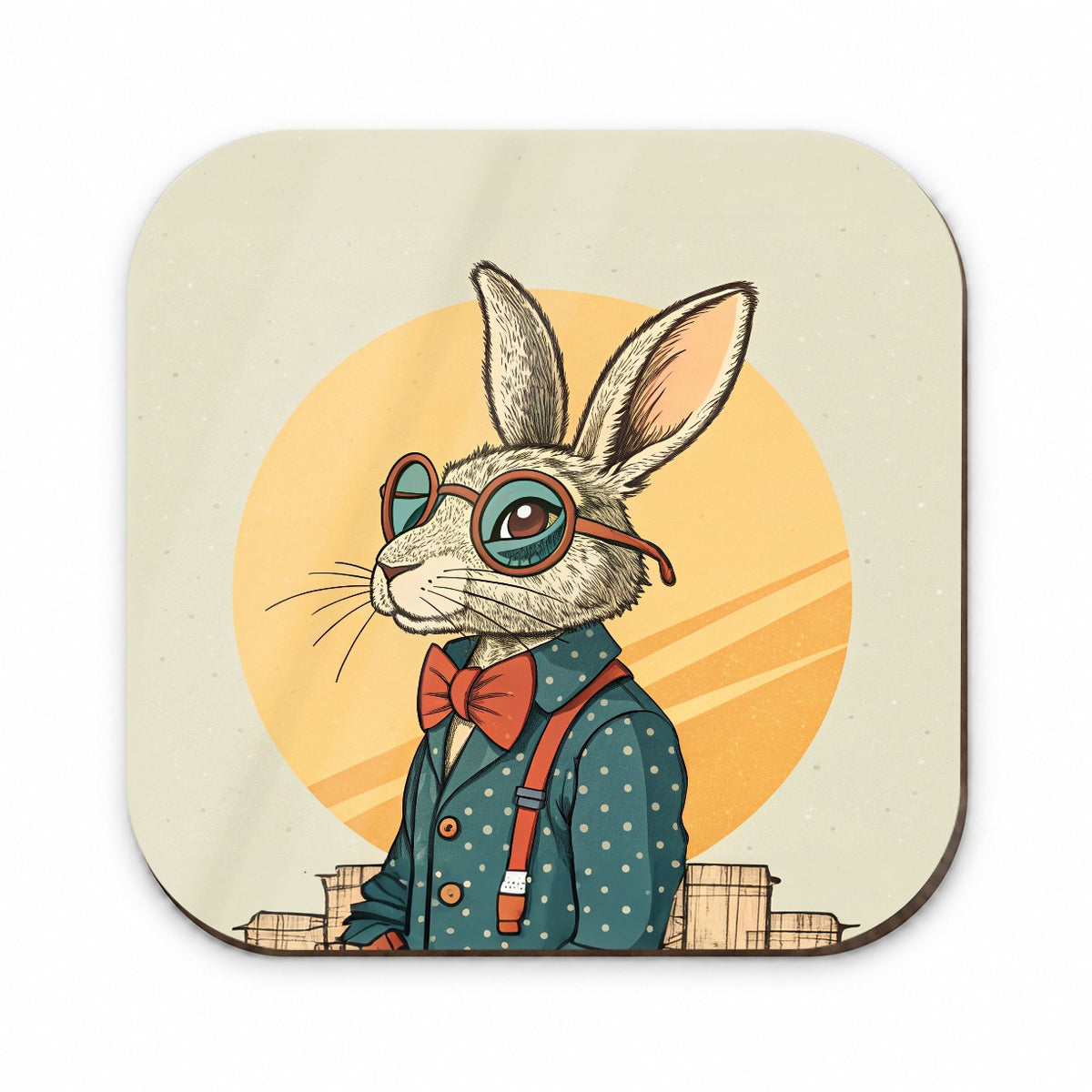 Cool Rabbit Wearing Glasses Retro Fridge Magnet