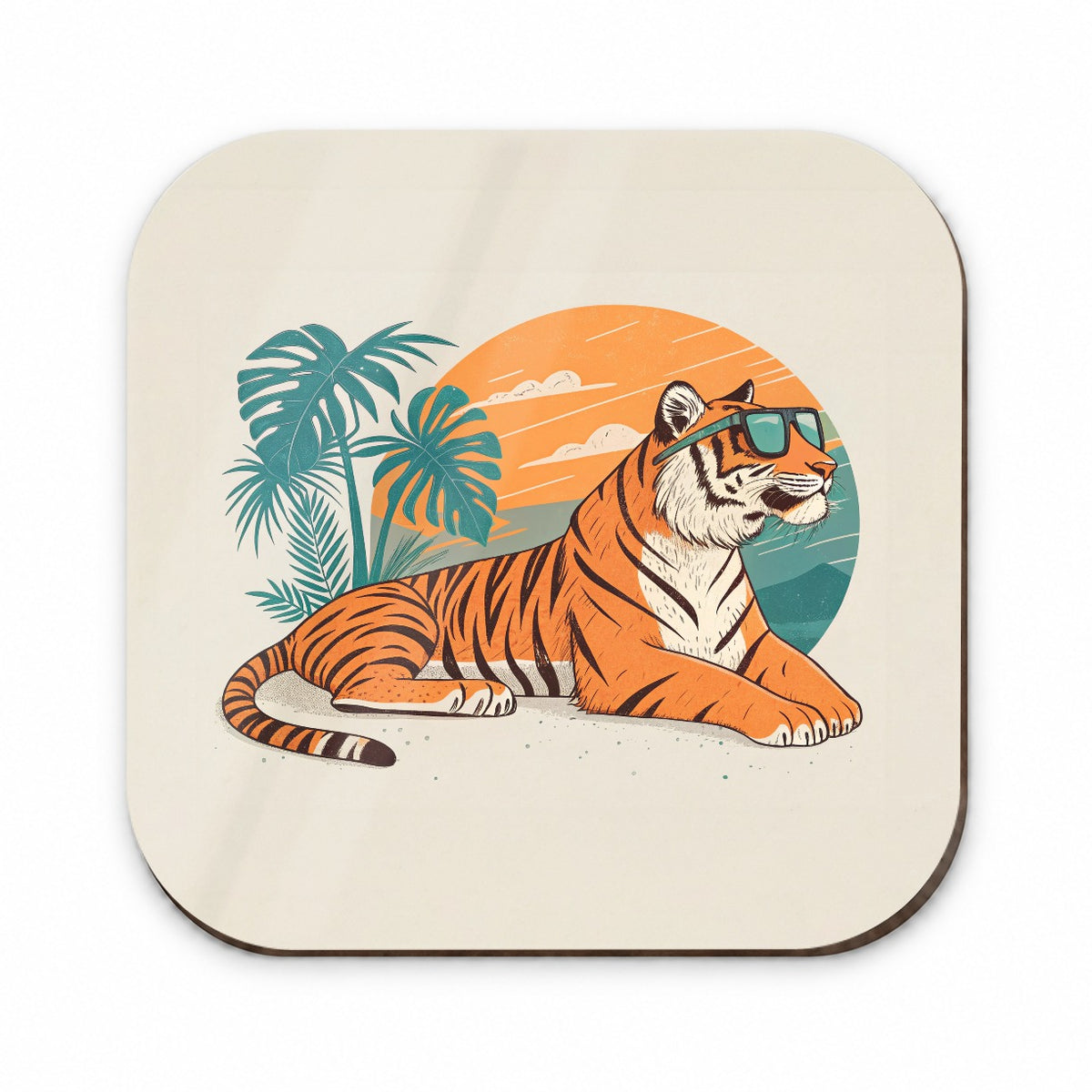 Cool Tiger Wearing Sunglasses Retro Illustration Fridge Magnet