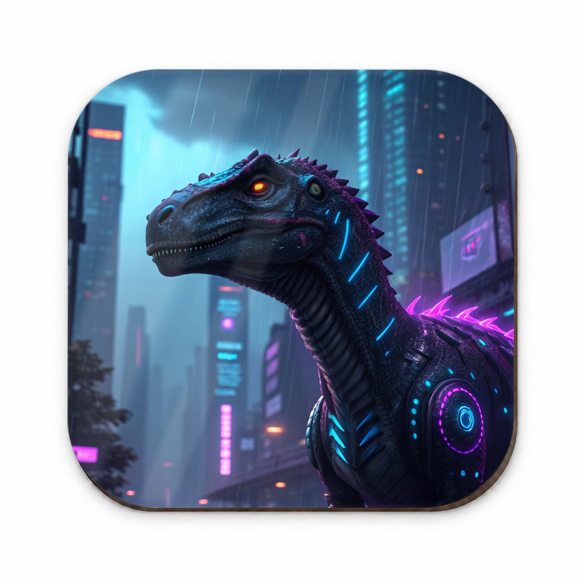 Cyberpunk Dinosaur In City Fridge Magnet