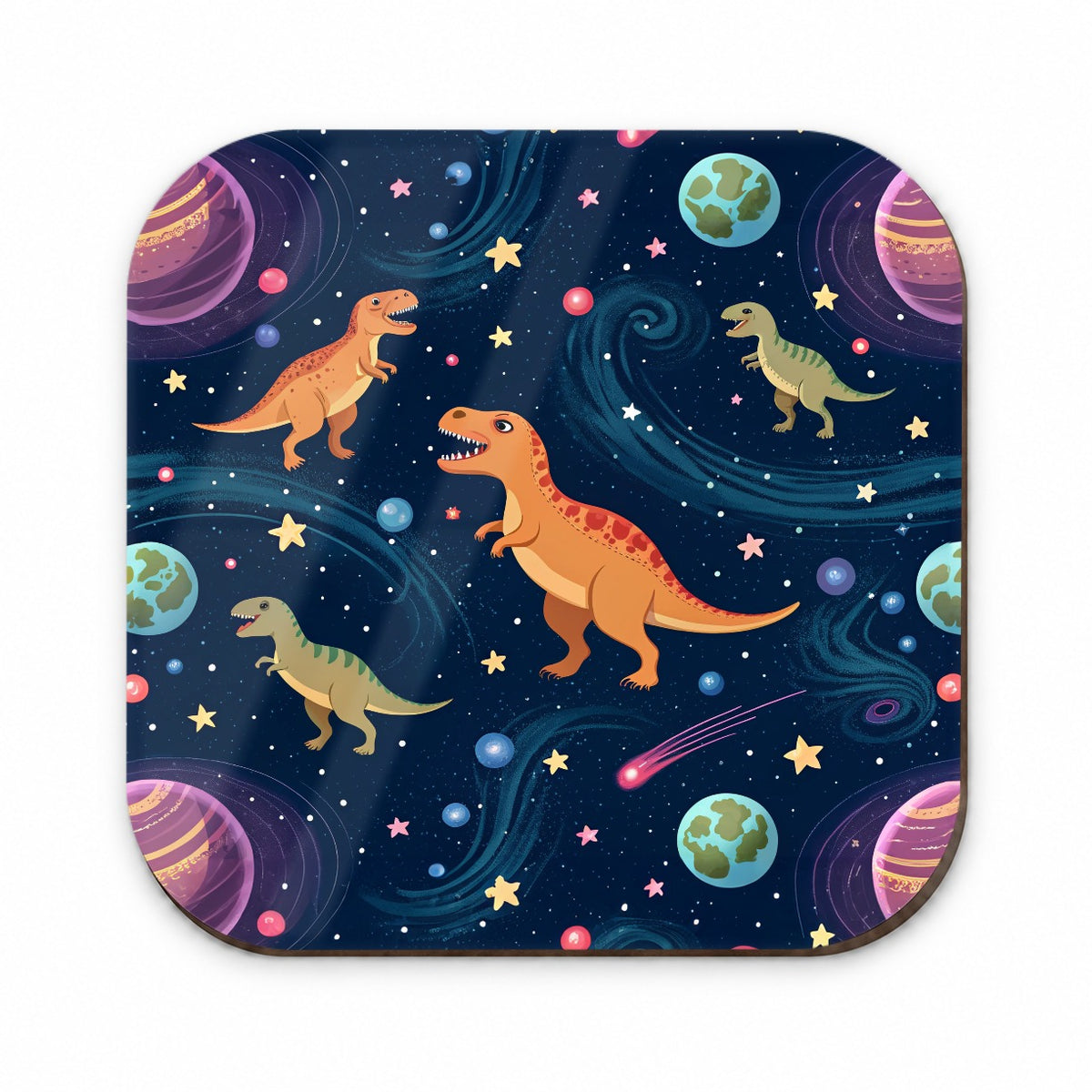 Dinosaurs Floating In Space Galaxy Planets Fridge Magnet