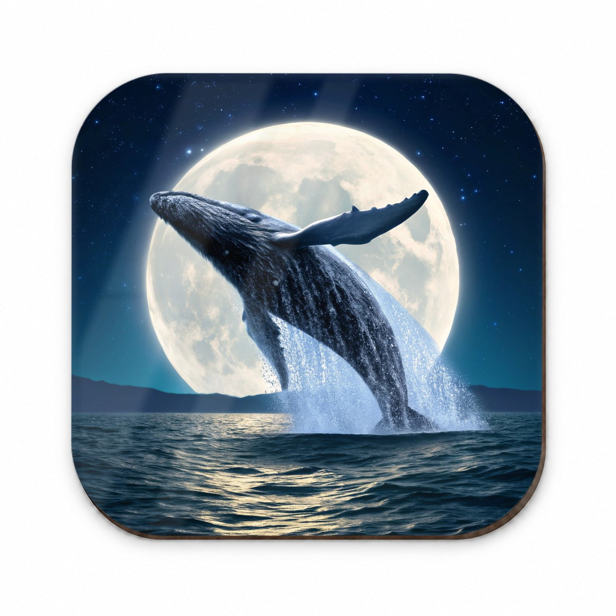 Giant Whale Leaping Over Ocean Moon Fridge Magnet