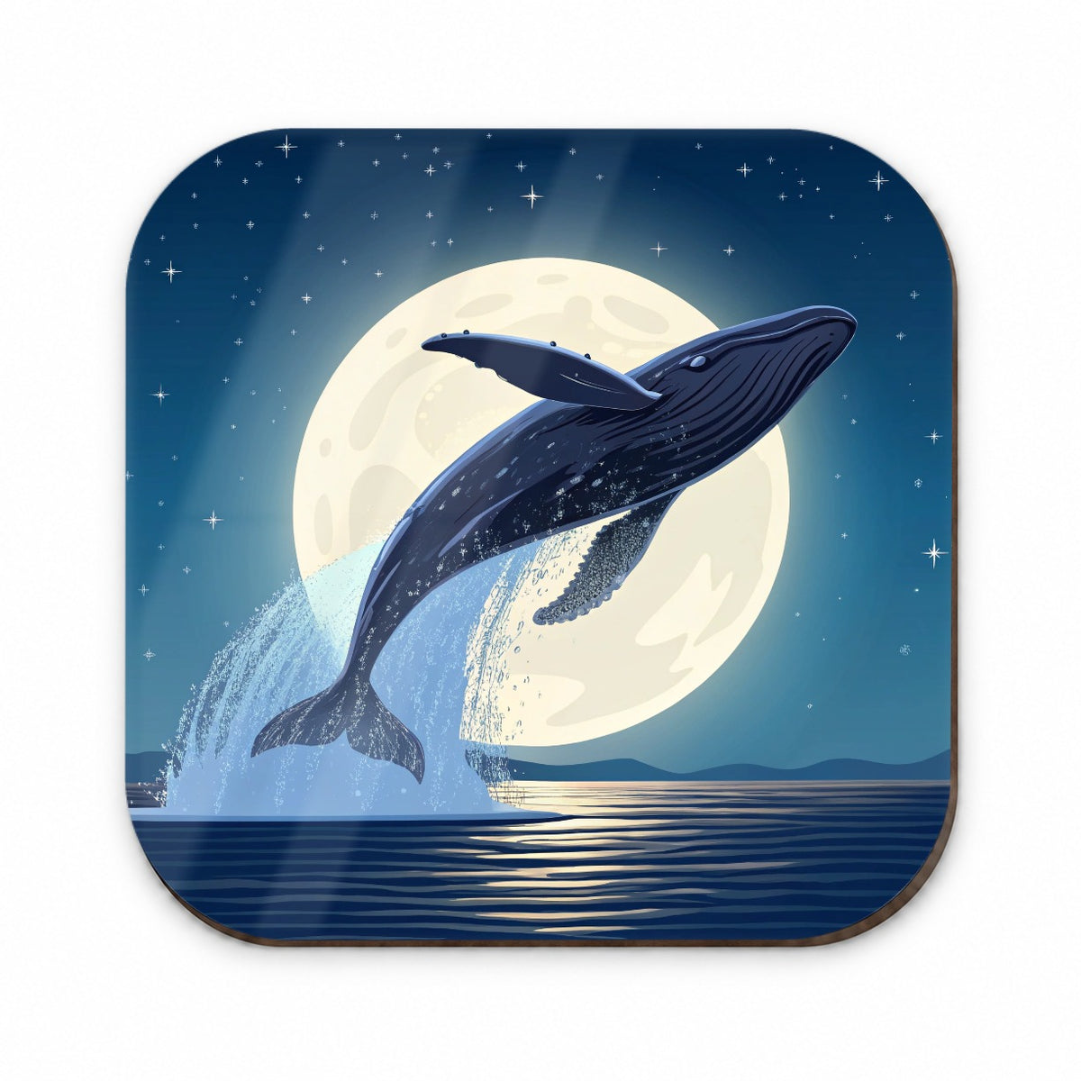 Giant Whale Leaping Over Ocean Night Fridge Magnet