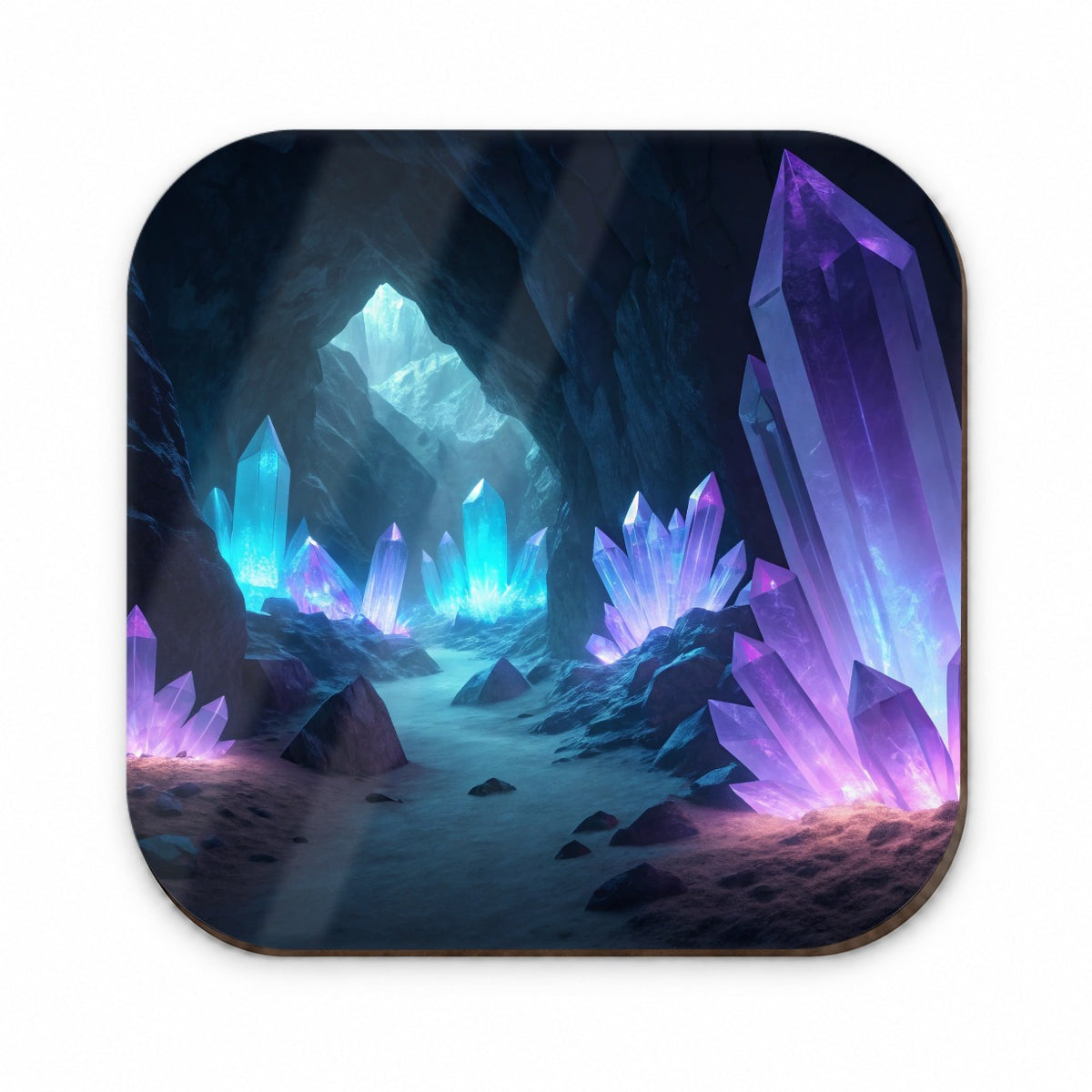 Glowing Crystals Dark Cavern Cool Hues Fridge Magnet