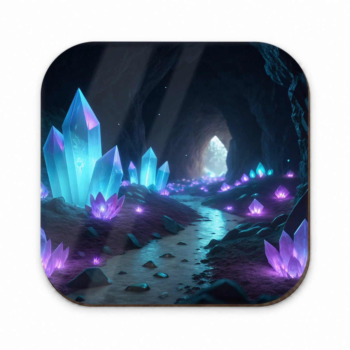 Glowing Crystals Dark Cavern Fridge Magnet
