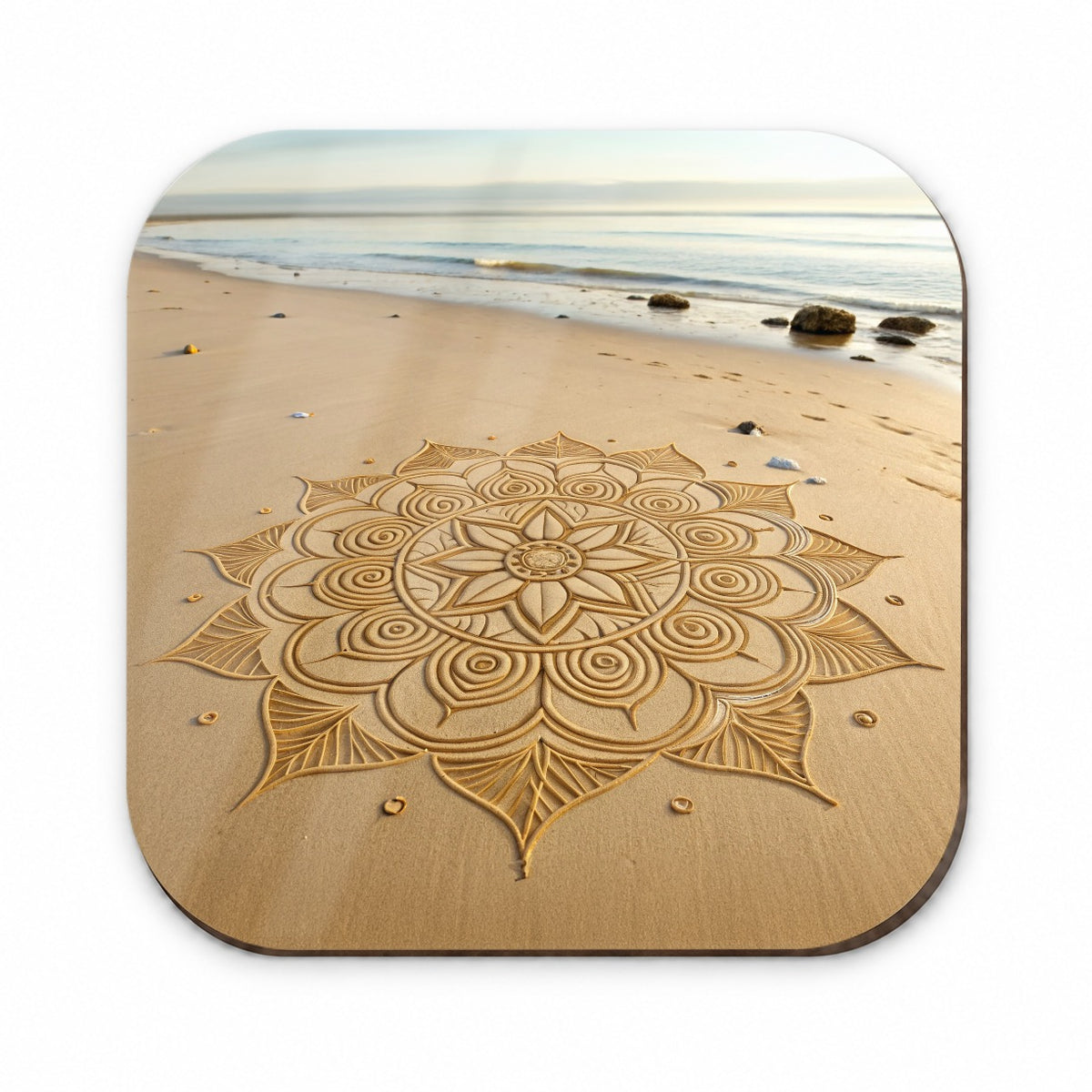 Mandala Pattern Drawn Into Beach Sand Fridge Magnet