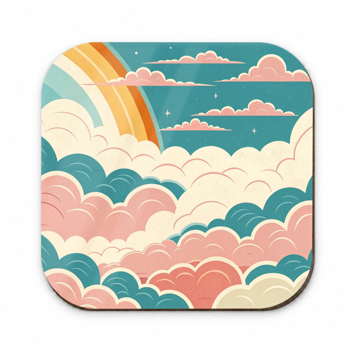 Repeating Puffy Clouds Retro Style Fridge Magnet