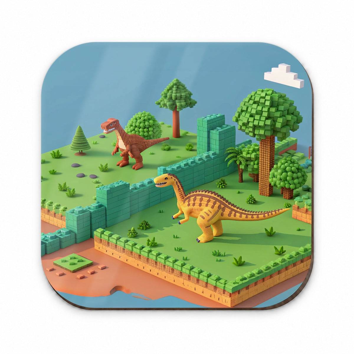 Retro 8 Bit Pixel Art Style Dinosaurs Fridge Magnet