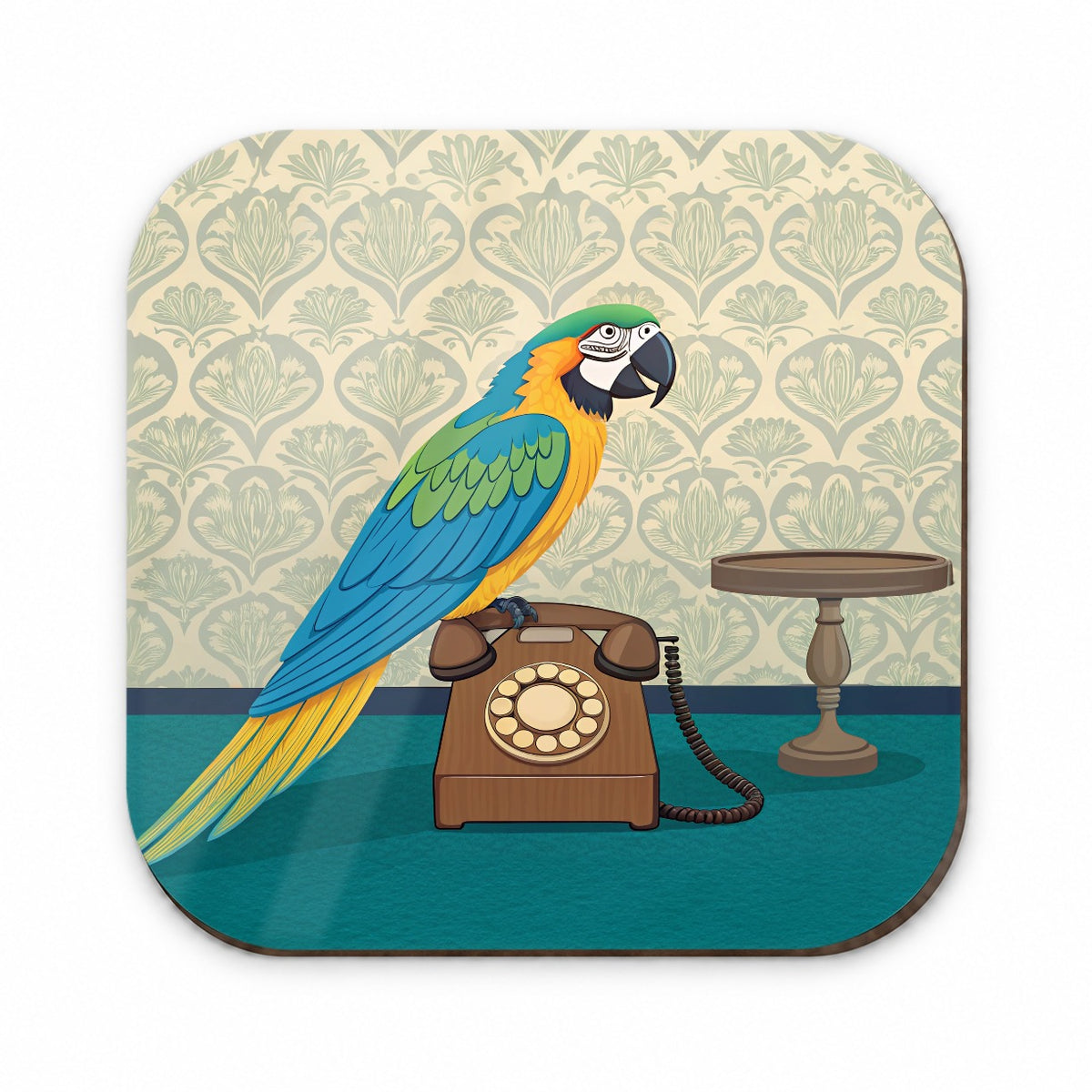 Retro Macaw Phone Bird Fridge Magnet