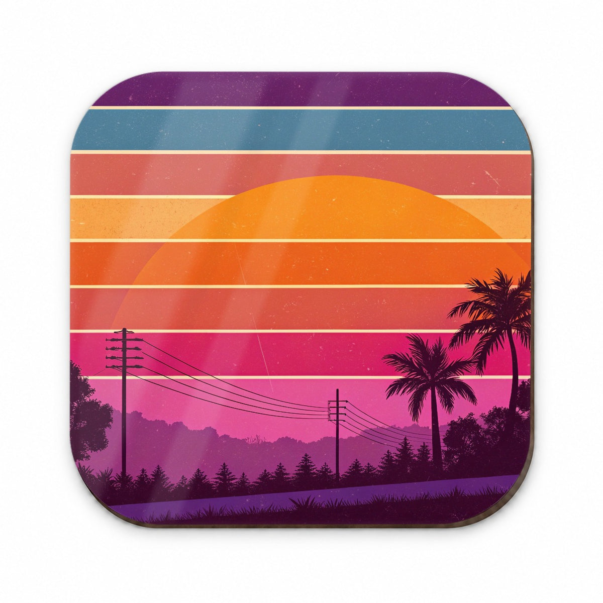 Retro Sunset Stripes Fridge Magnet