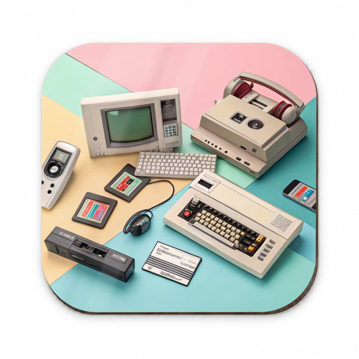 Retro Technology Collage Computer Fridge Magnet