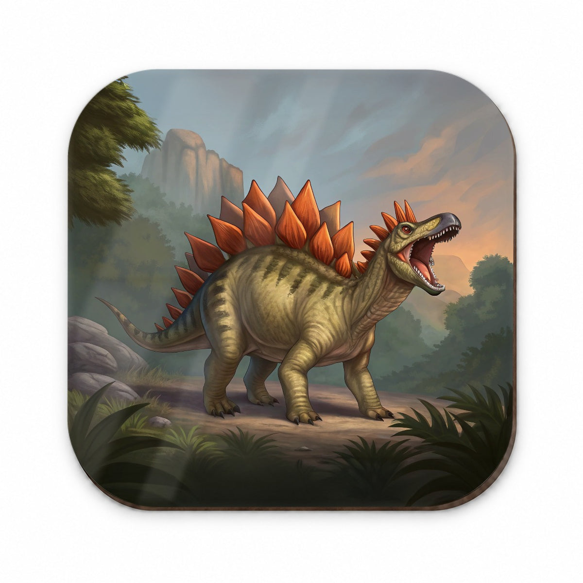 Roaring Stegosaurus Dinosaur Mountain Fridge Magnet