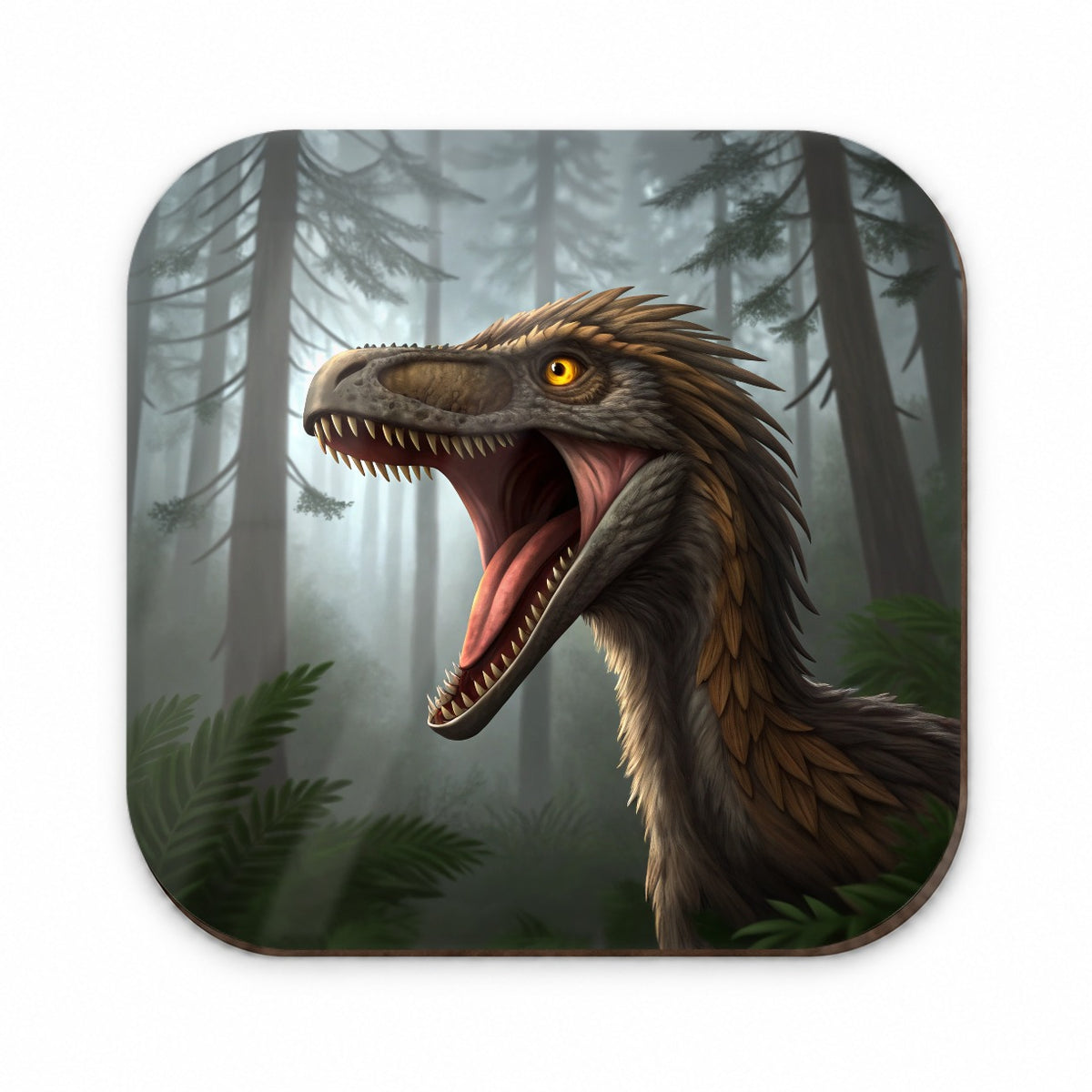 Roaring Troodon Dinosaur Forest Fridge Magnet