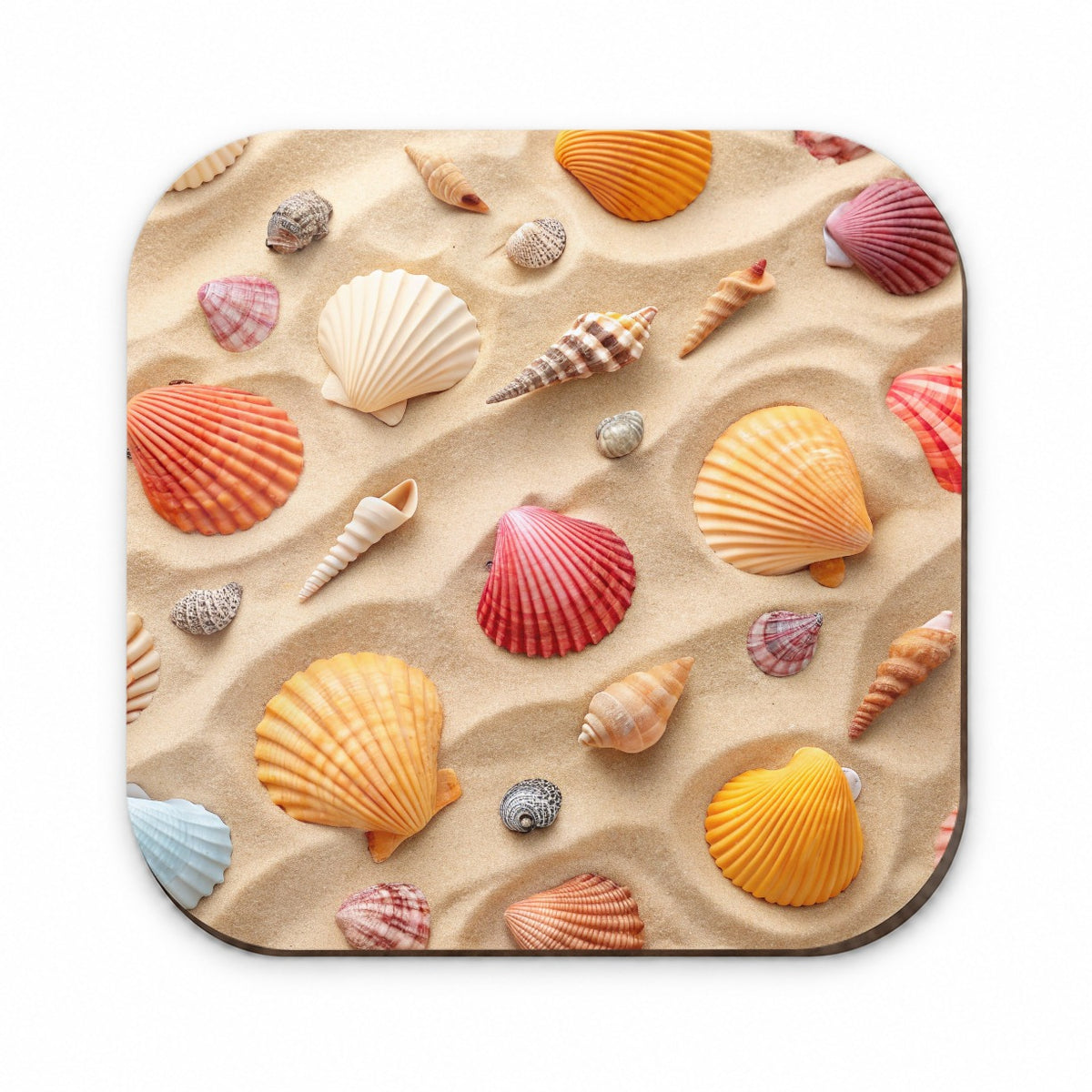Seashell Collage On Sandy Background Beach Fridge Magnet