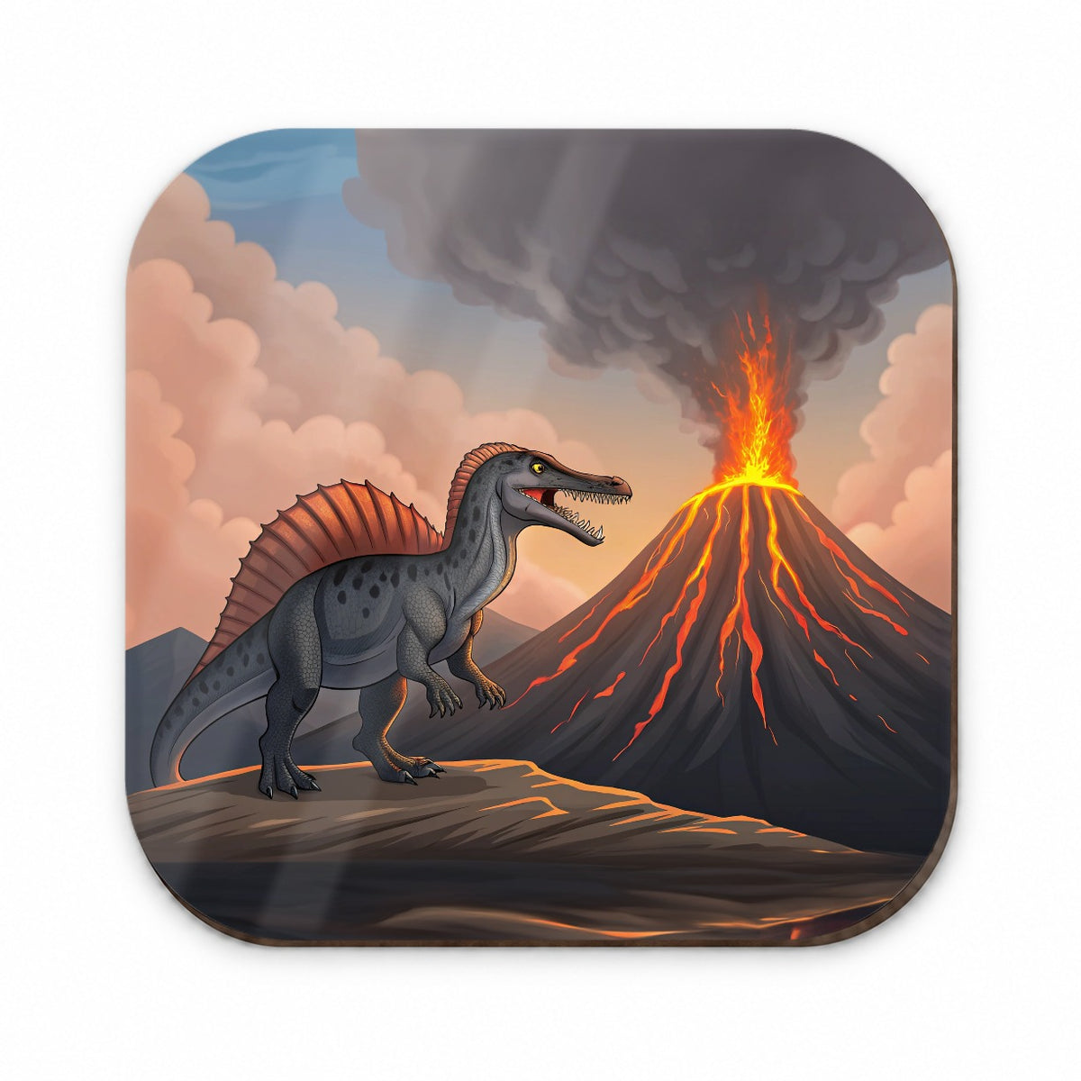 Spinosaurus Volcano Erupting Dinosaur Fridge Magnet