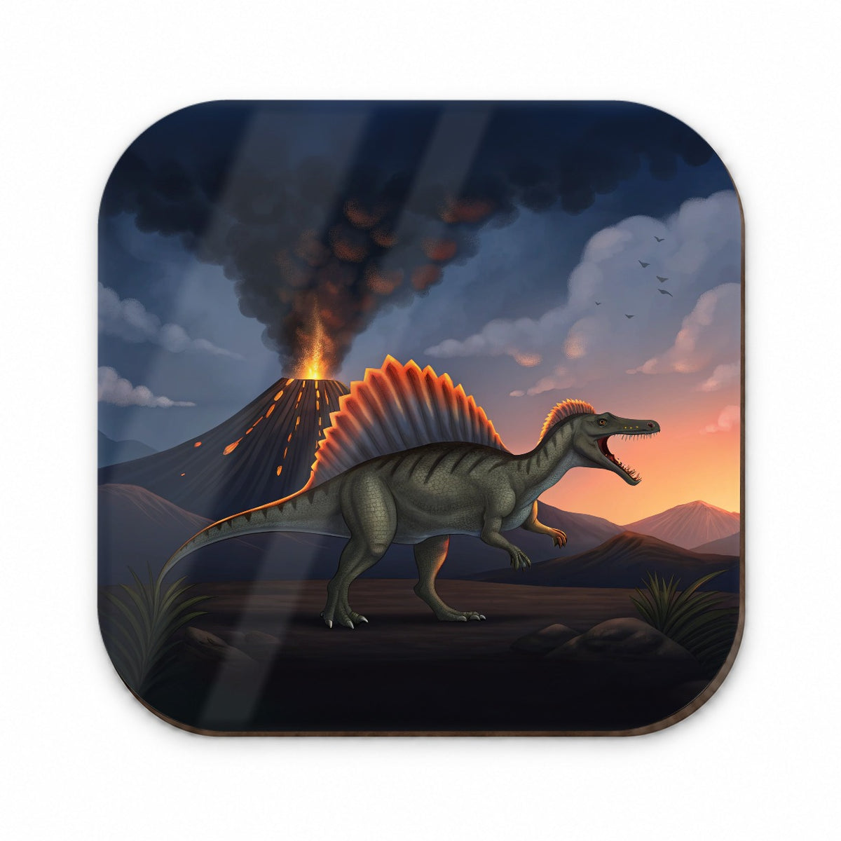 Spinosaurus Volcano Lava Dinosaur Fridge Magnet