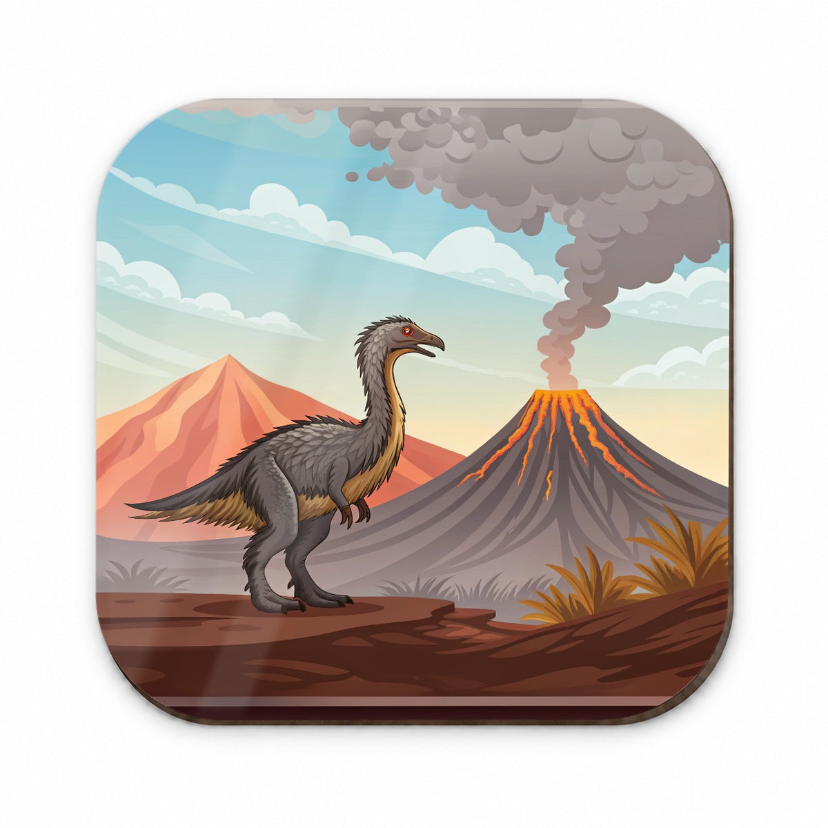 Therizinosaurus Volcano Fridge Magnet