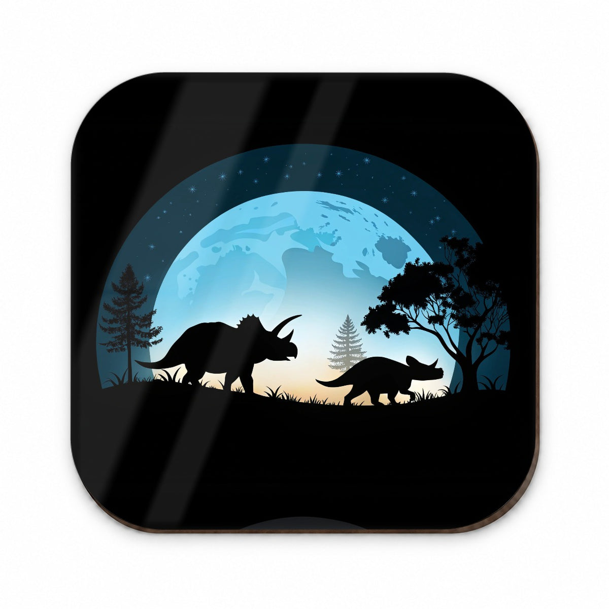 Triceratops Silhouettes Night Dinosaurs Fridge Magnet