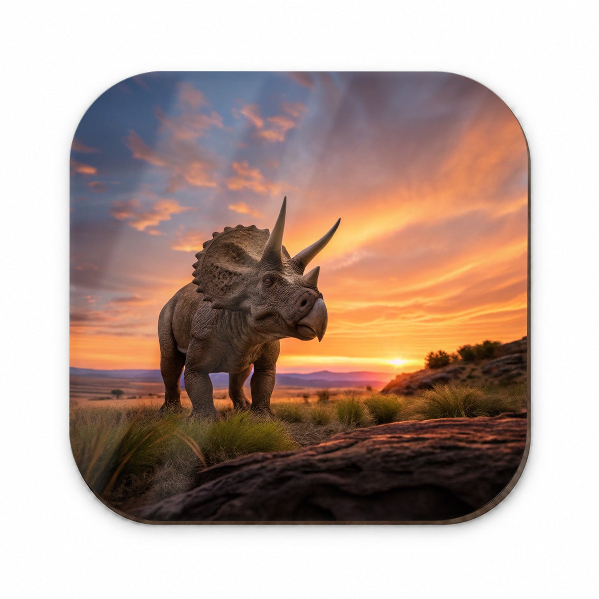 Triceratops Sunset Dinosaur Fridge Magnet