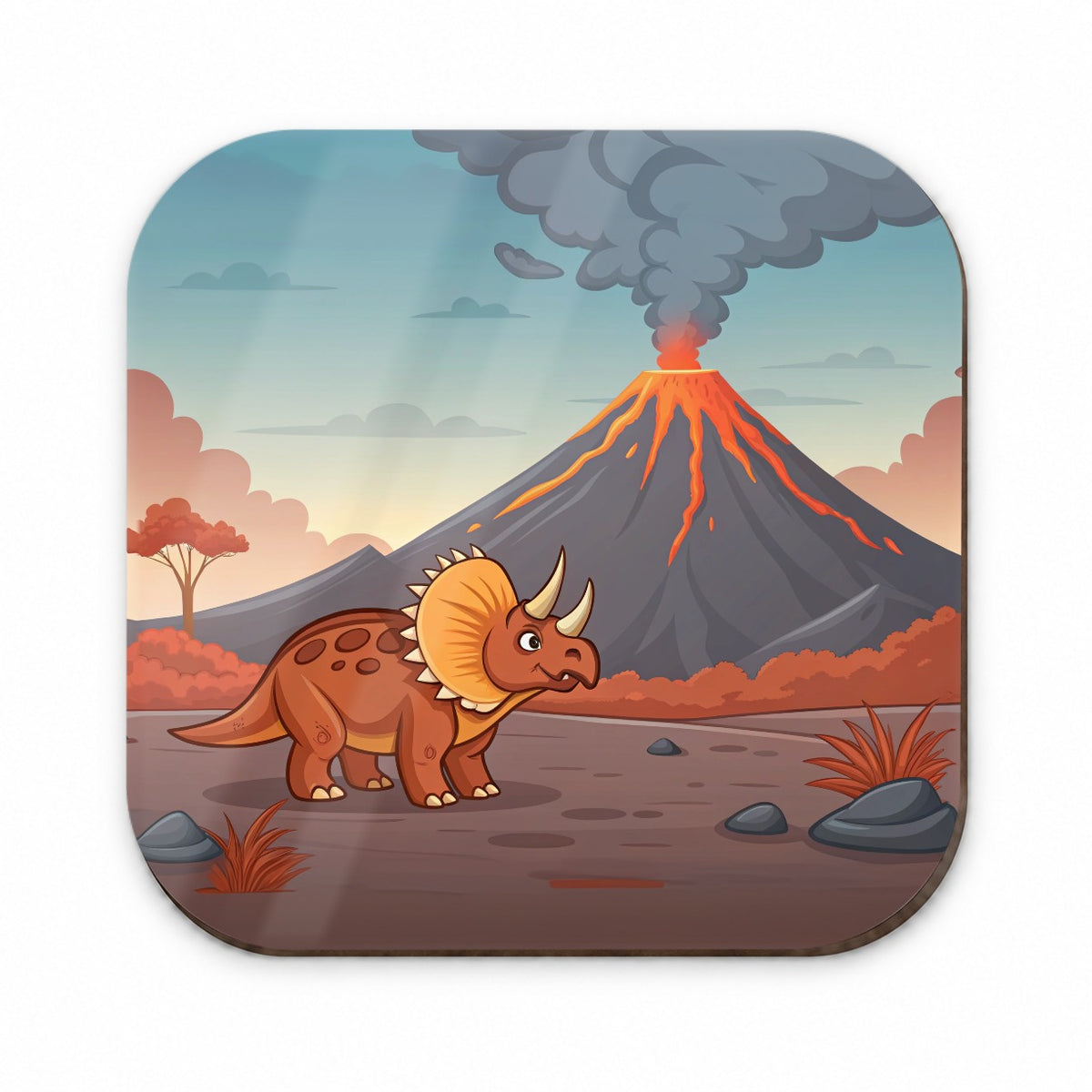 Triceratops Volcano Dinosaur Fridge Magnet