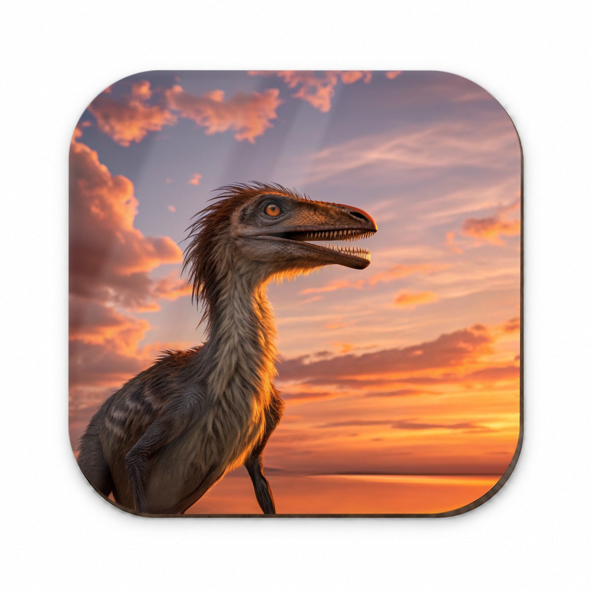 Troodon Sunset Dinosaur Fridge Magnet