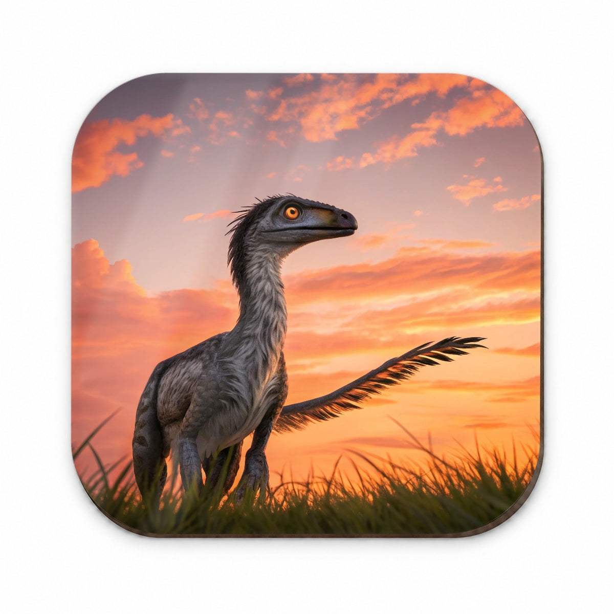 Troodon Sunset Sunrise Dinosaur Fridge Magnet