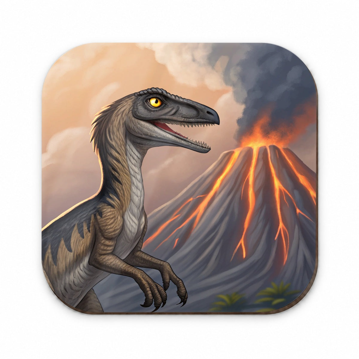 Troodon Volcano Erupting Dinosaur Fridge Magnet