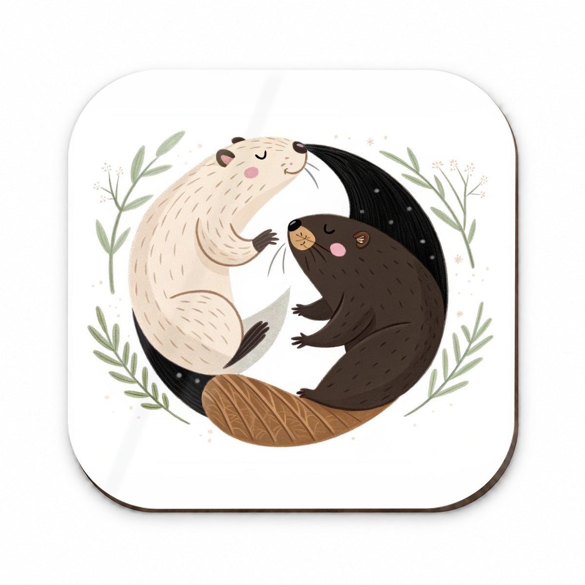 Two Beavers Yin Yang Cute Fridge Magnet