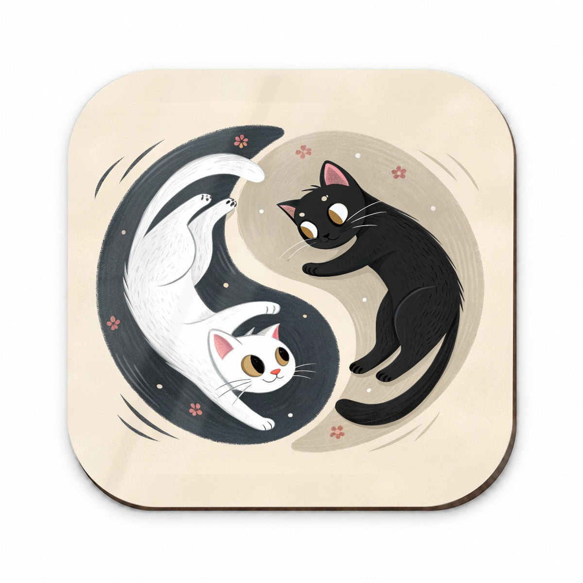 Two Cats Yin Yang Black White Fridge Magnet