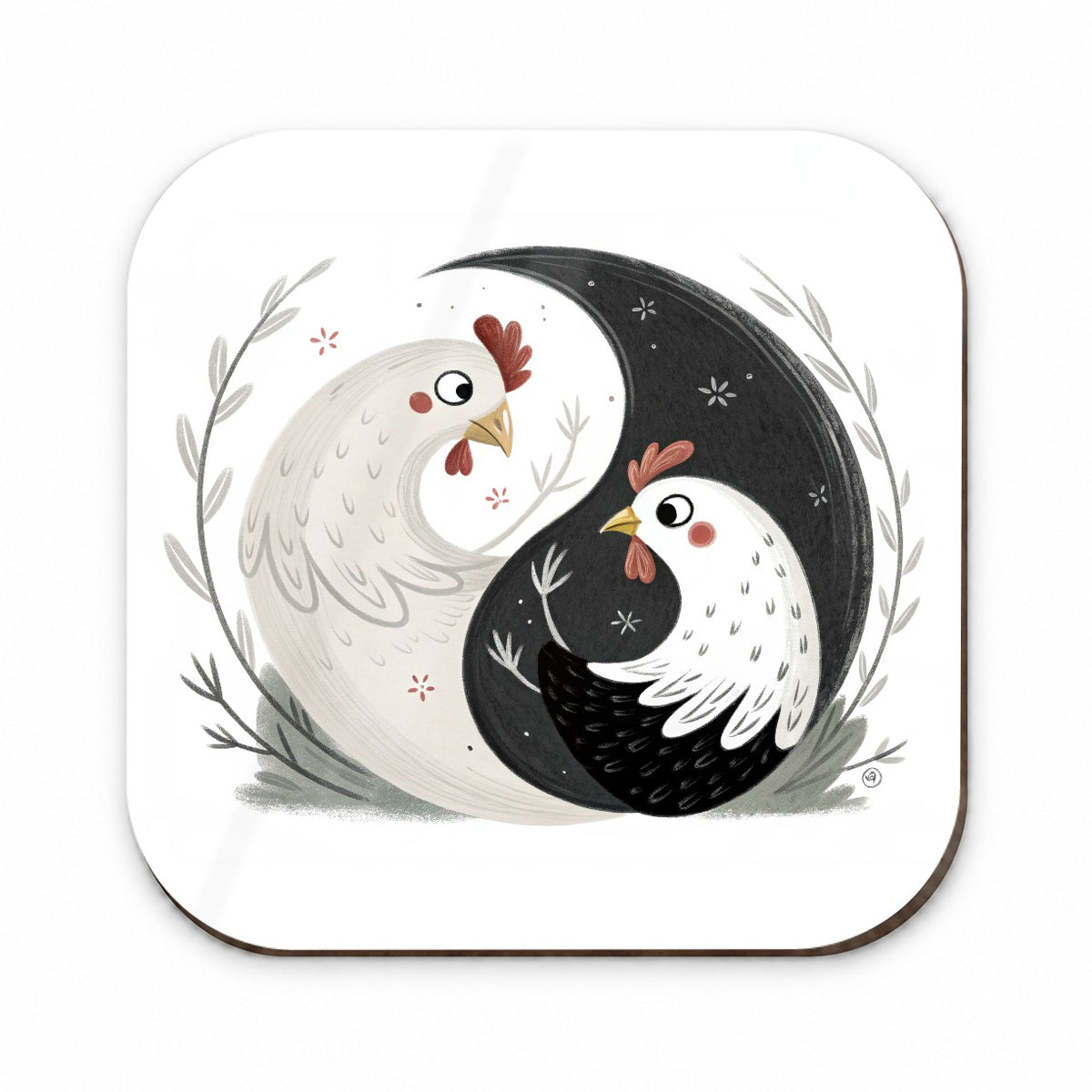 Two Chickens Yin Yang Fridge Magnet