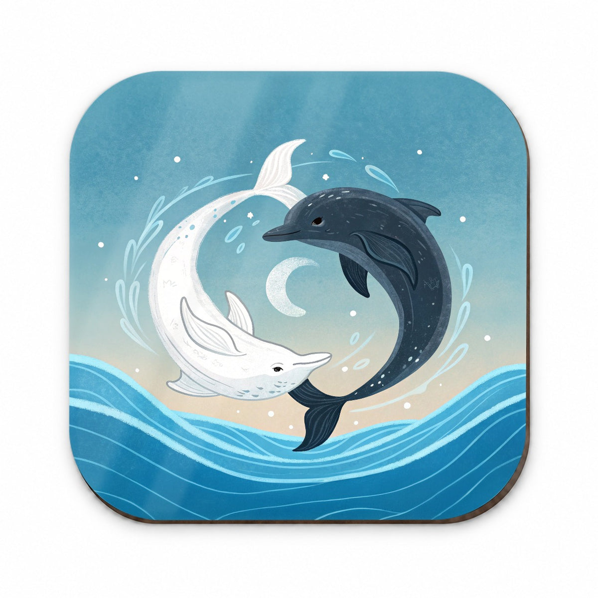 Two Dolphins Yin Yang Dark Light Fridge Magnet