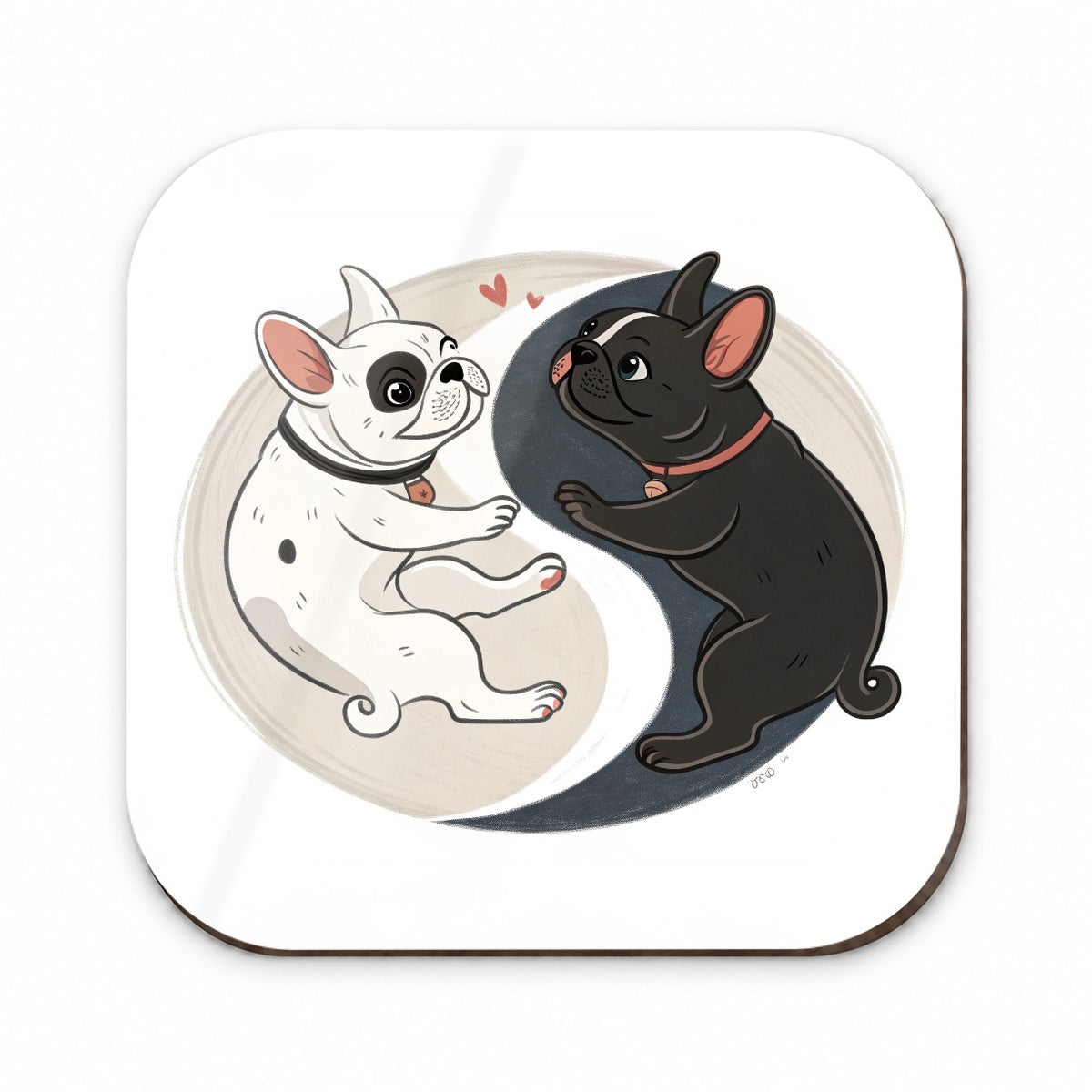 Two French Bulldogs Yin Yang Dark Light Fridge Magnet