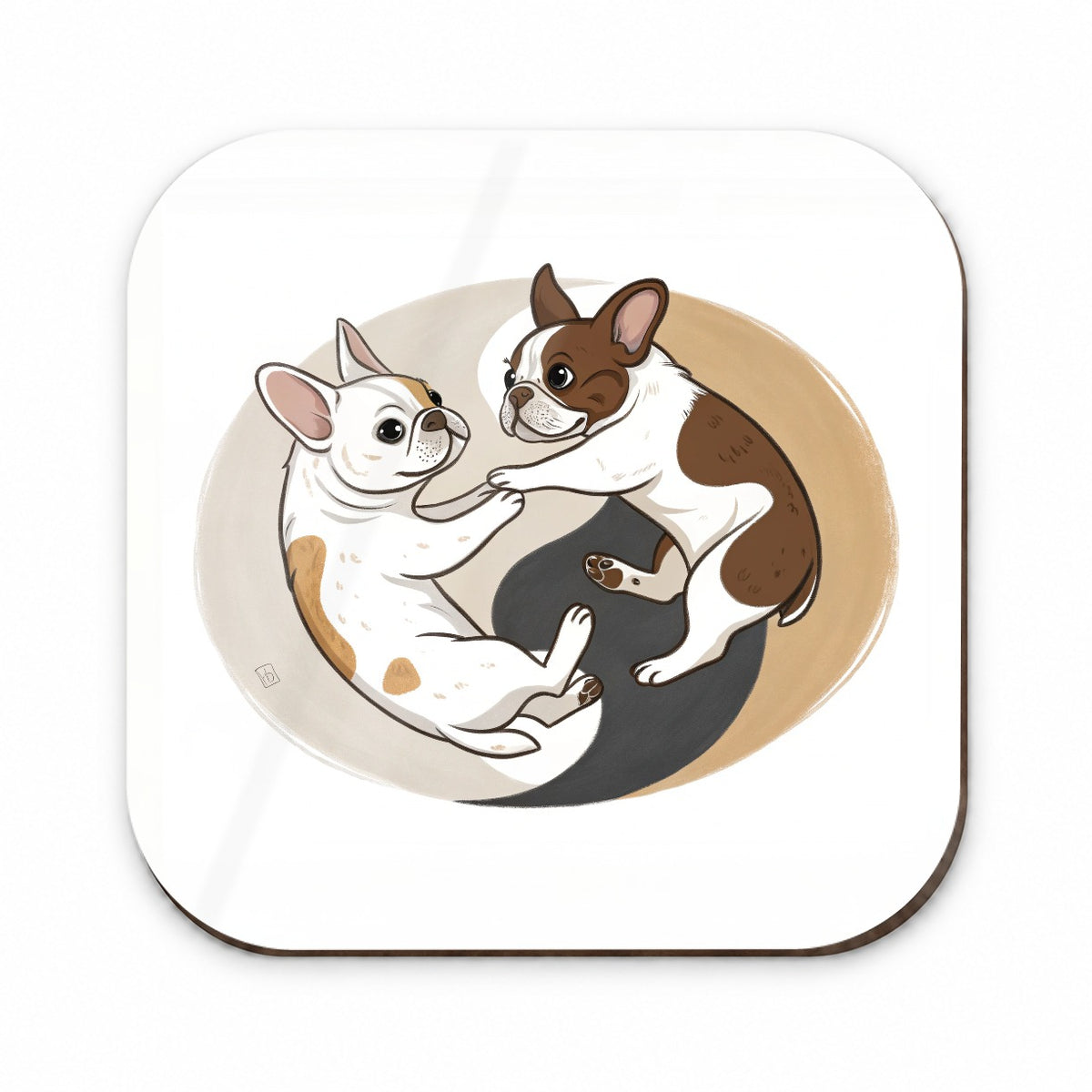 Two French Bulldogs Yin Yang Fridge Magnet