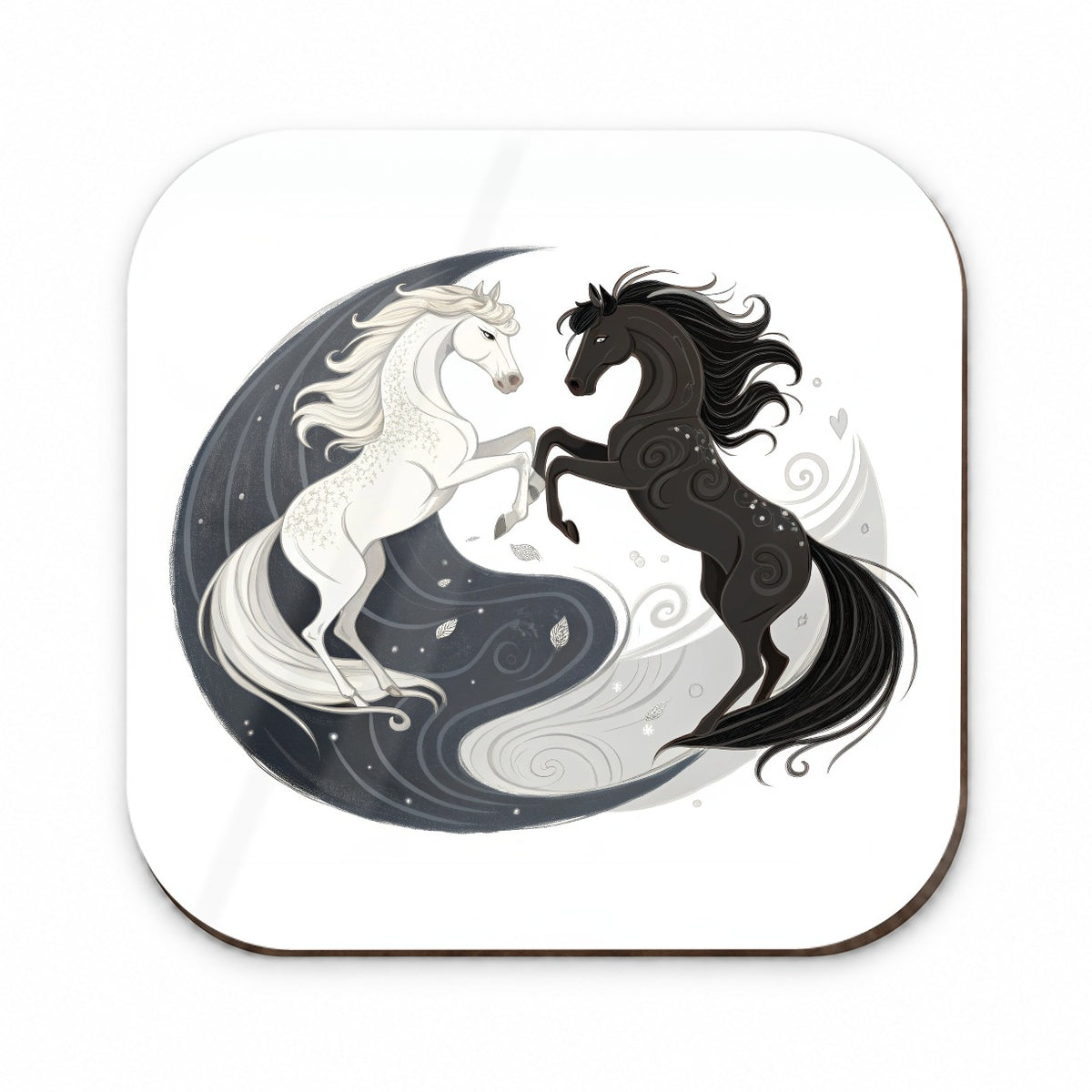 Two Horses Yin Yang Dark Light Fridge Magnet