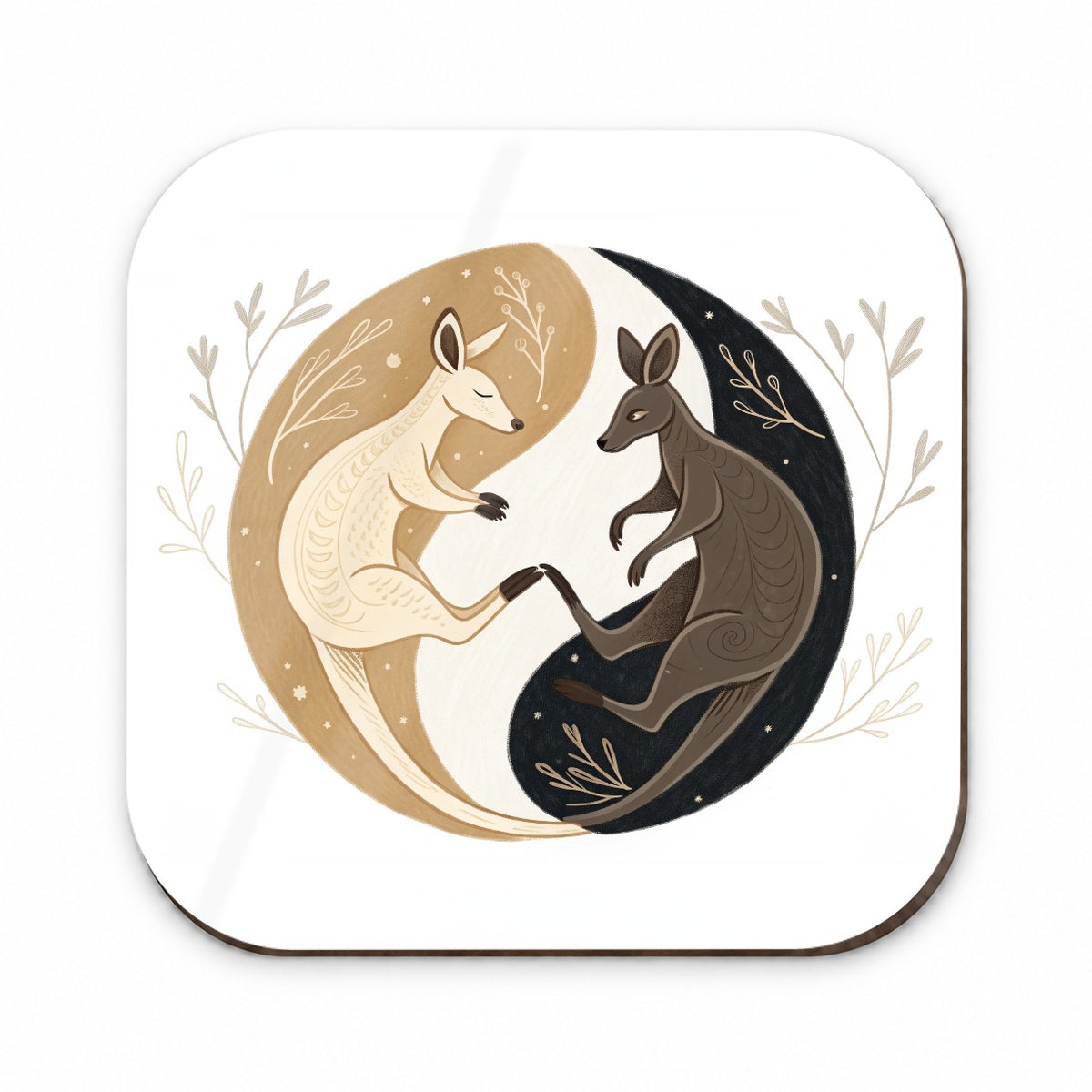 Two Kangaroos Yin Yang Dark Light Fridge Magnet