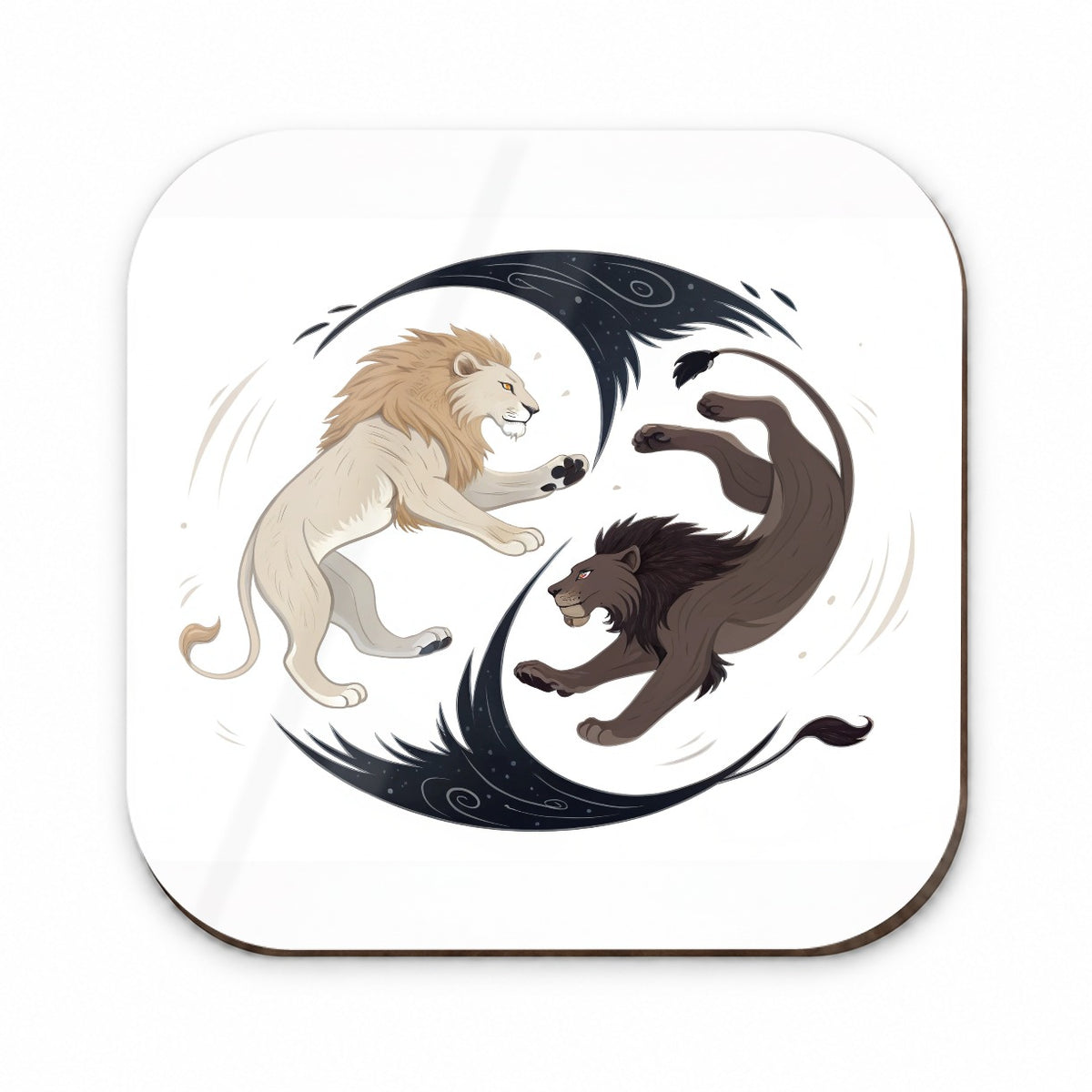 Two Lions Yin Yang Dark Light Fridge Magnet